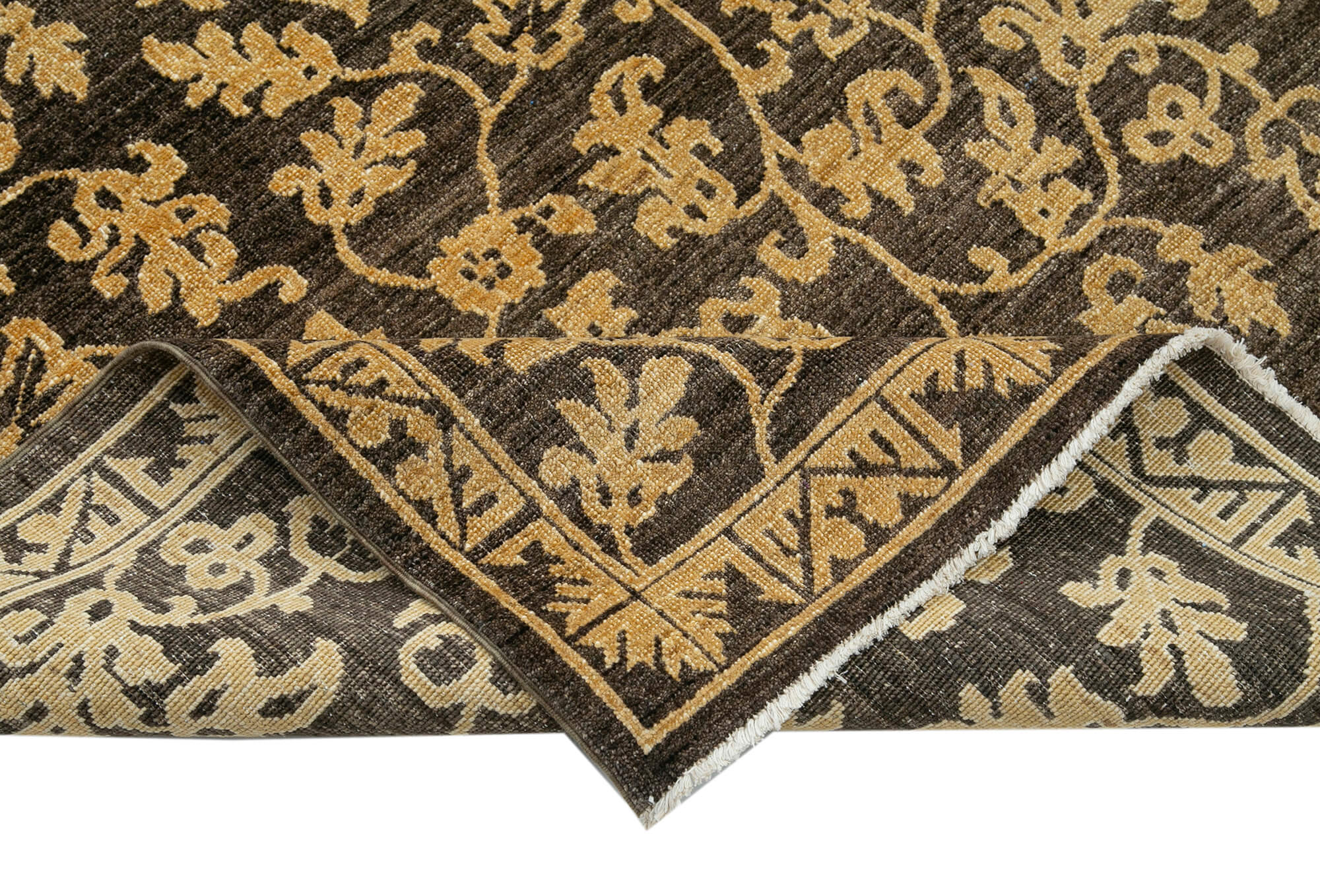 Handmade Area Rug - Classic Brown Wool Cotton Rug 5'11''x9'1'' by Agacan