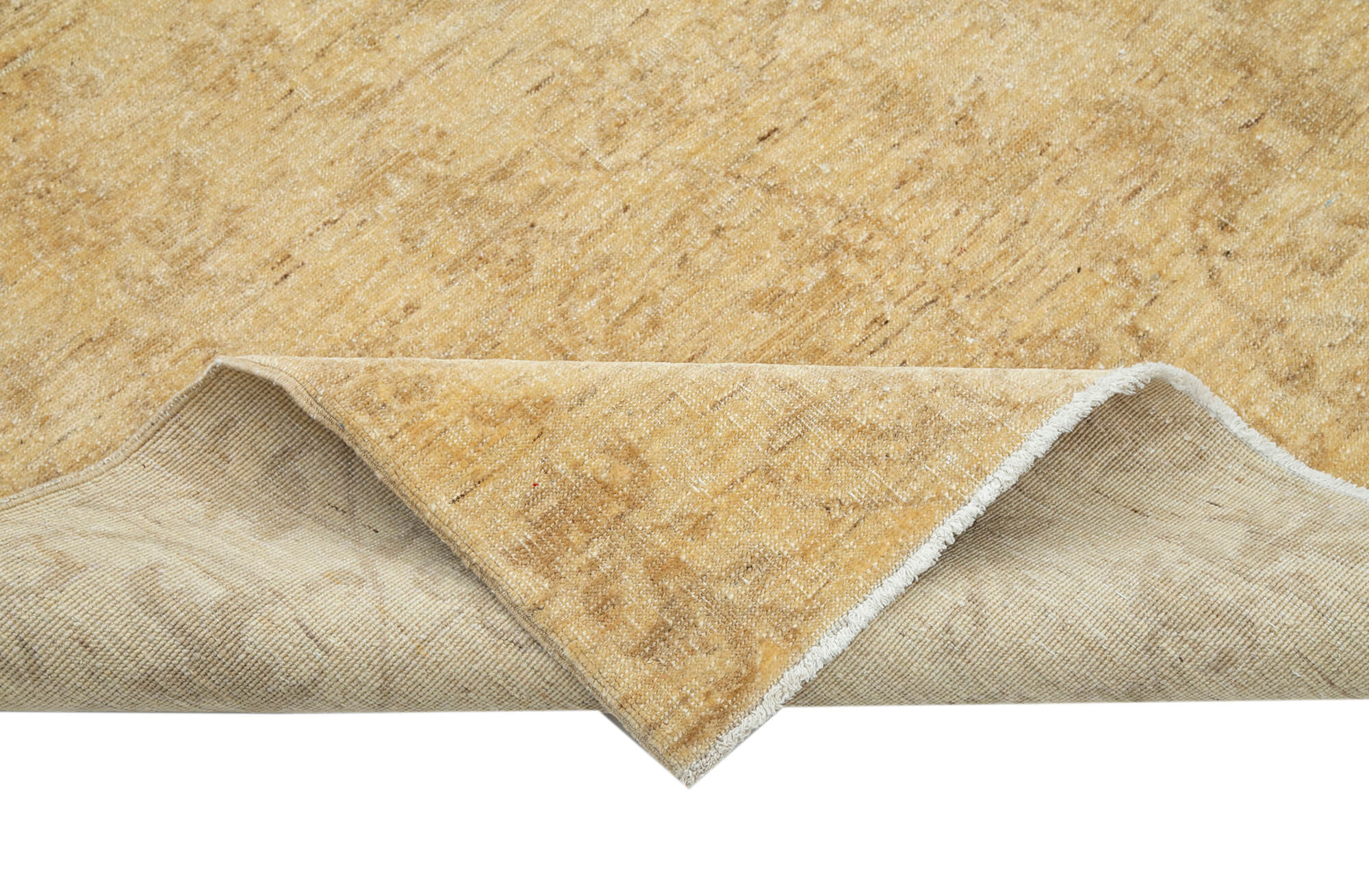 Handmade Wool Area Rug – Classic Yellow Turkish Vintage Rug 5'11''x8'5'' Cotton Wool