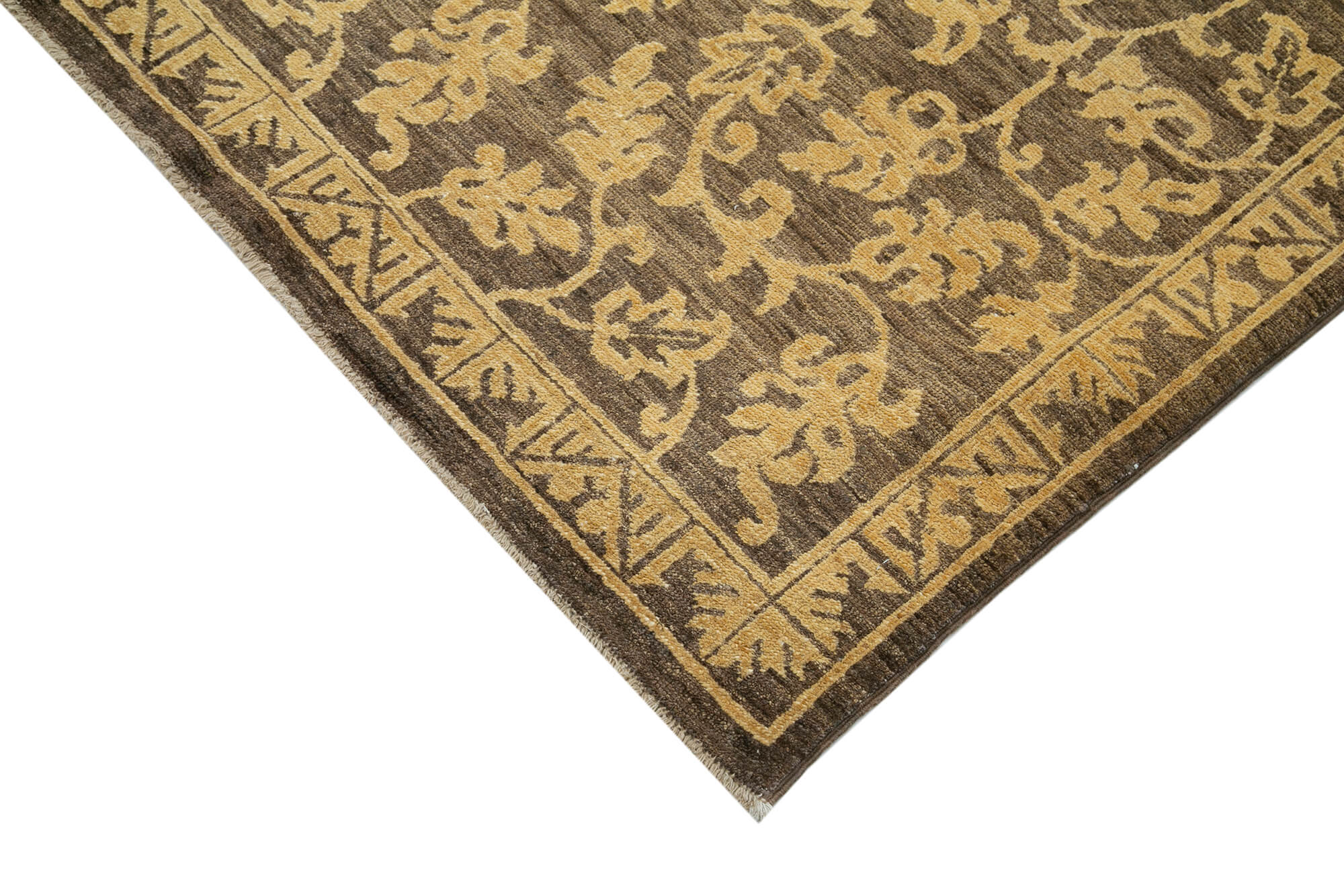 Handmade Wool Area Rug – Tebriz Brown Classic Cotton Wool Rug 6'x8'9''
