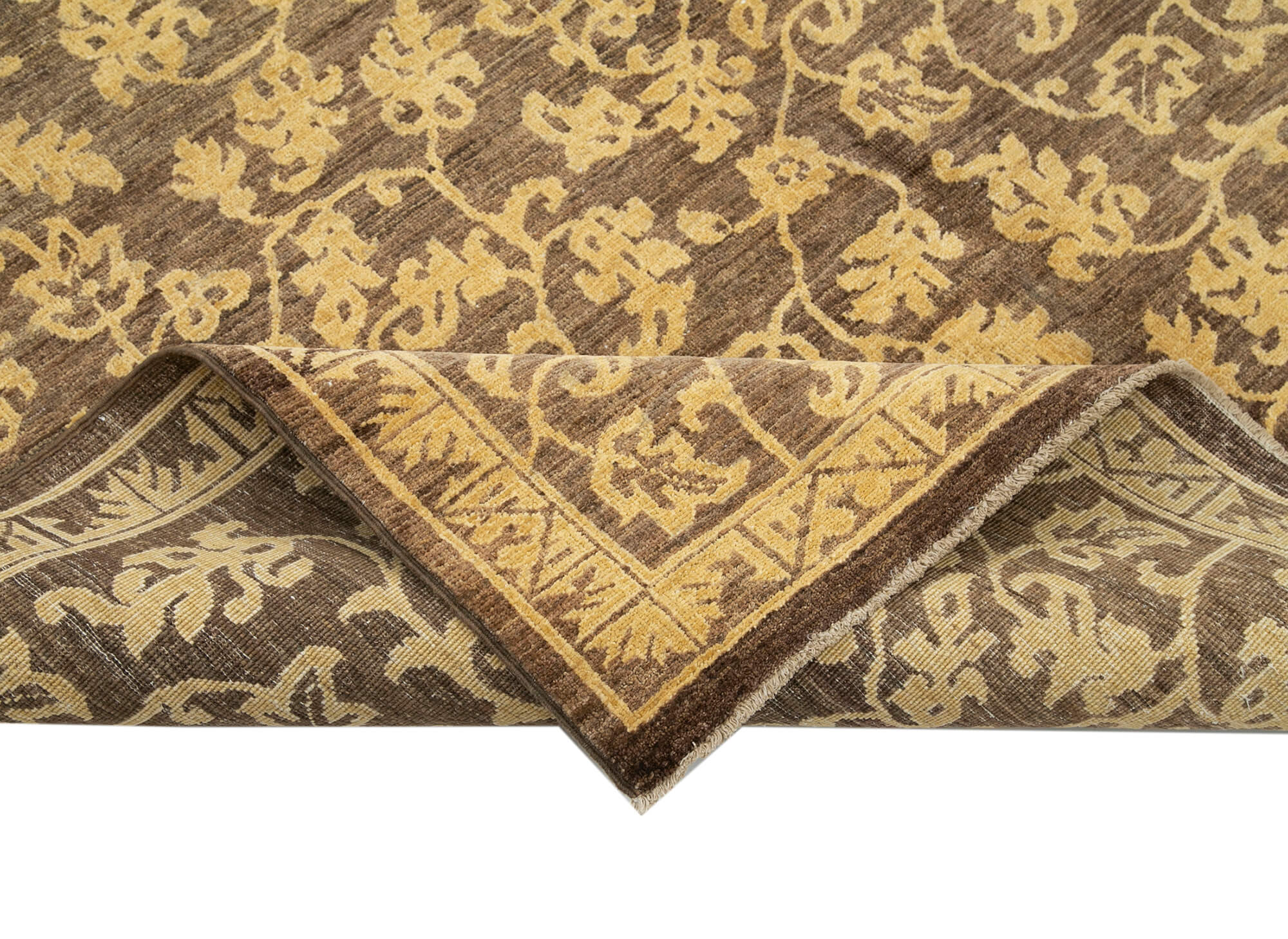 Handmade Wool Area Rug – Tebriz Brown Classic Cotton Wool Rug 6'x8'9''