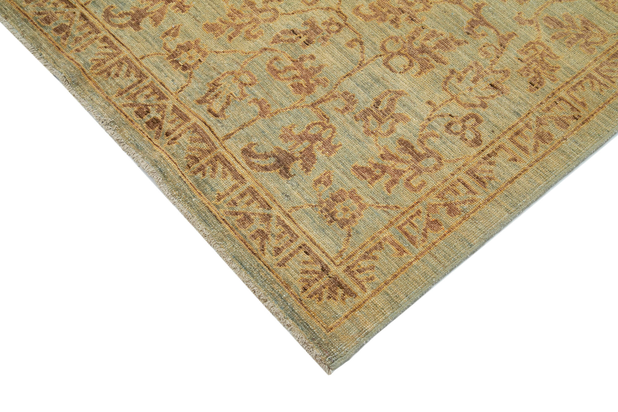 Handmade Wool Area Rug - Tebriz Brown Classic Cotton Wool Rug 6'3''x8'6''