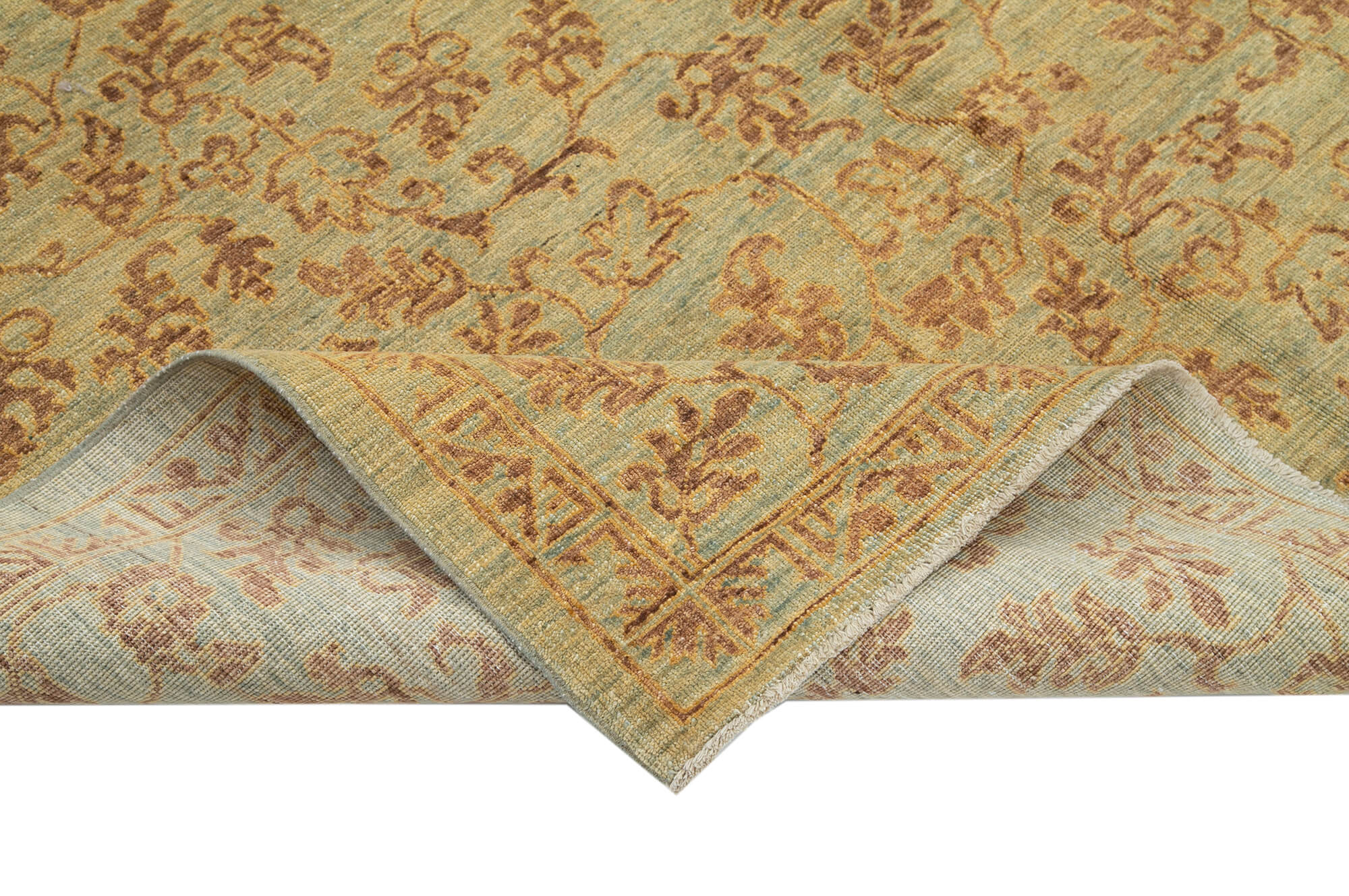Handmade Wool Area Rug - Tebriz Brown Classic Cotton Wool Rug 6'3''x8'6''