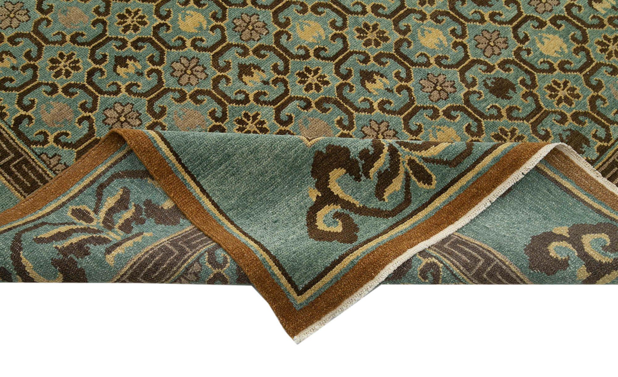 Handmade Area Rug – Classic Turkish Carpet 6'x8'1'' Turquoise Wool Cotton