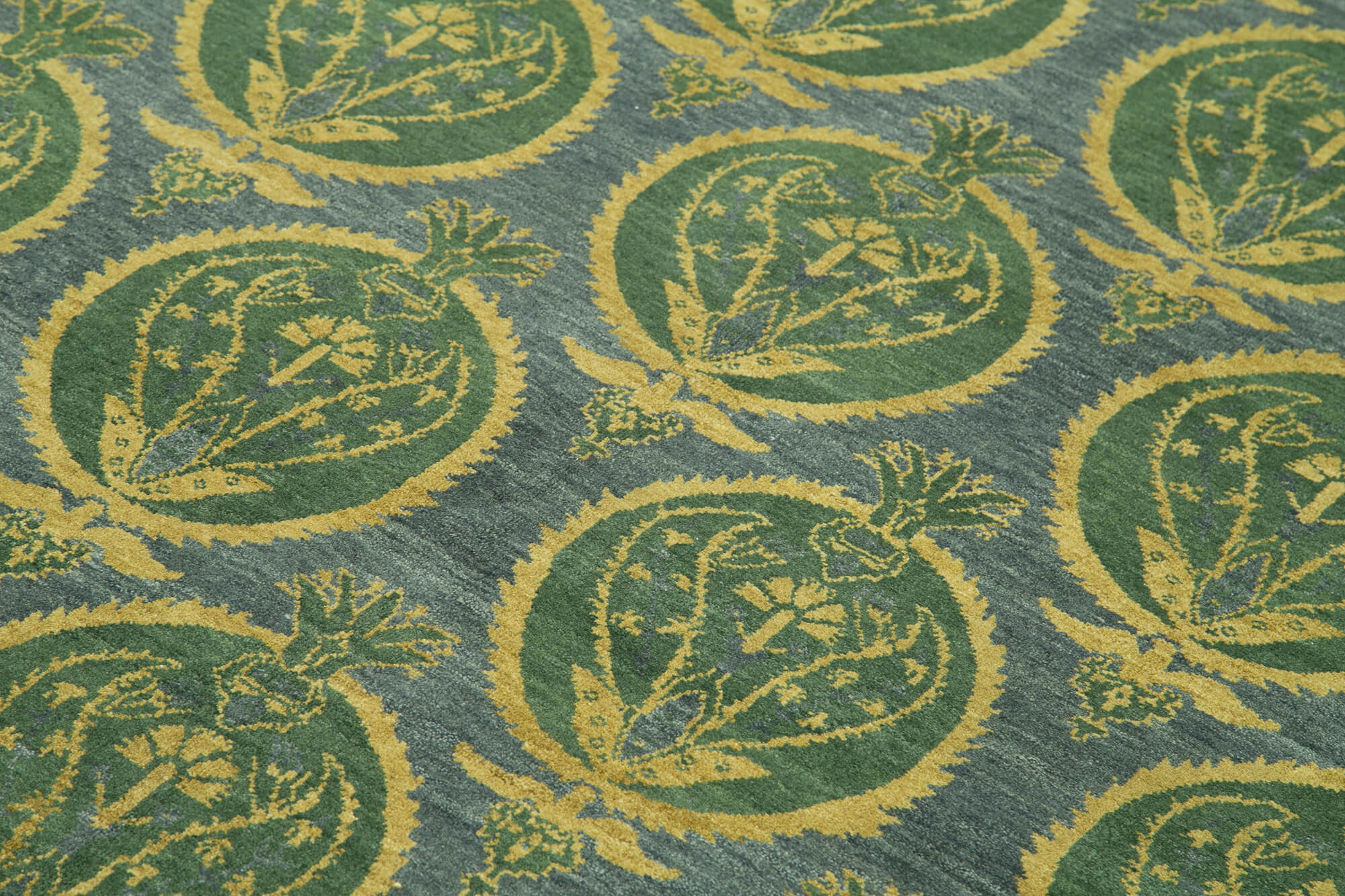 Handmade Area Rug - Tebriz Green Classic Wool Cotton Rug 5'11''x8'0''