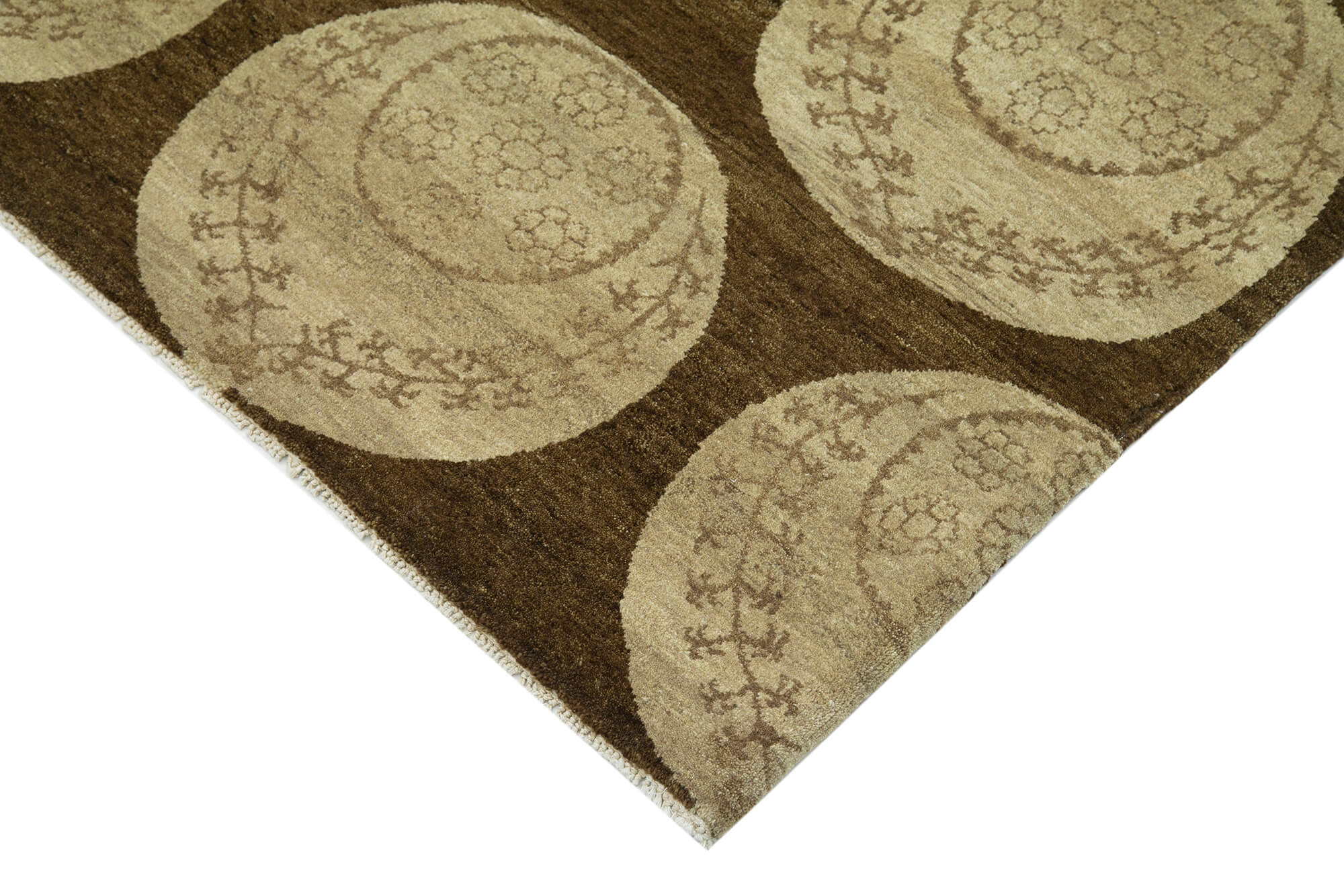 Handmade Wool Area Rug – Tebriz Brown Classic Cotton Wool Rug 5'10"x8'2"
