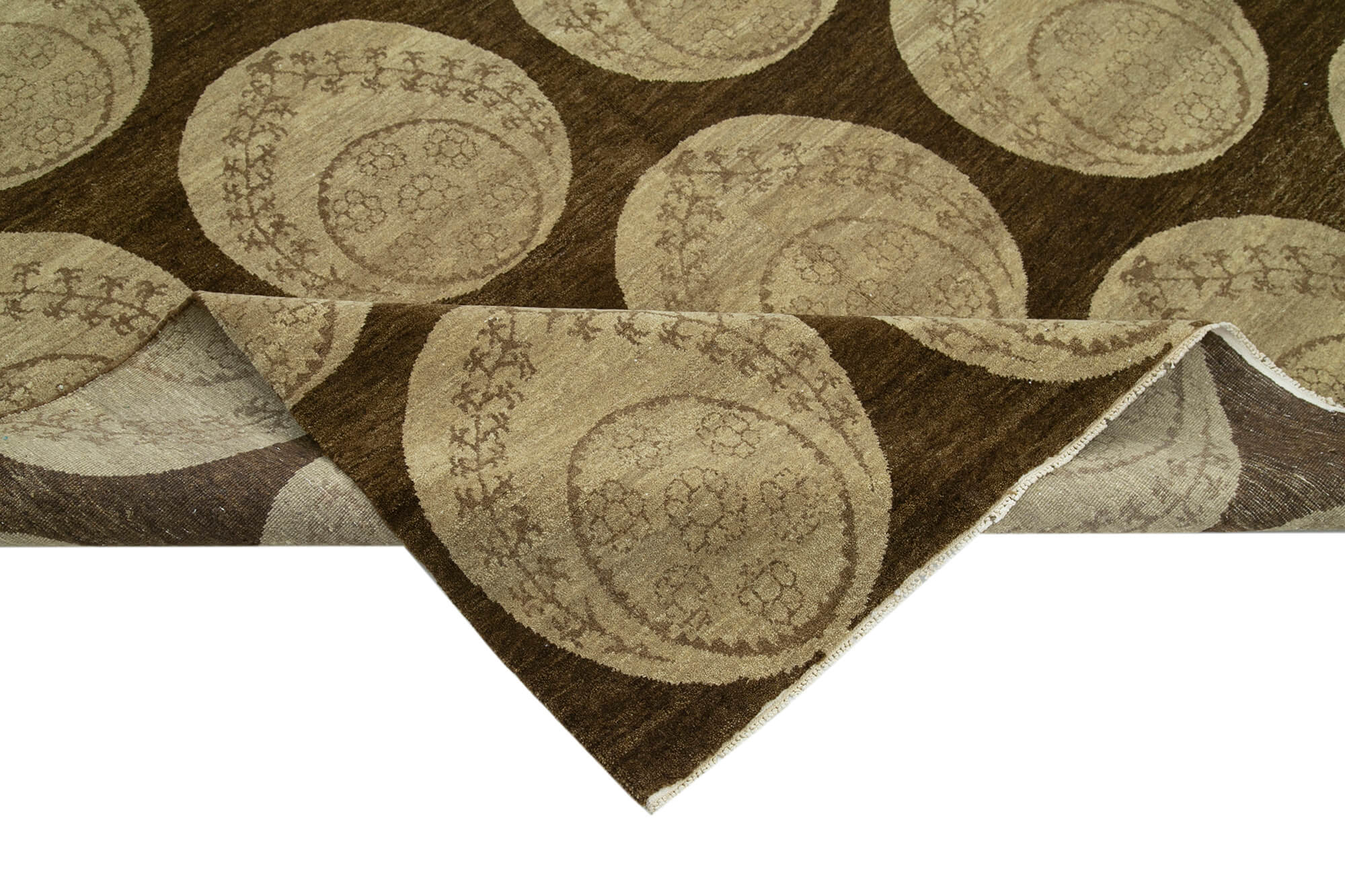 Handmade Wool Area Rug – Tebriz Brown Classic Cotton Wool Rug 5'10"x8'2"