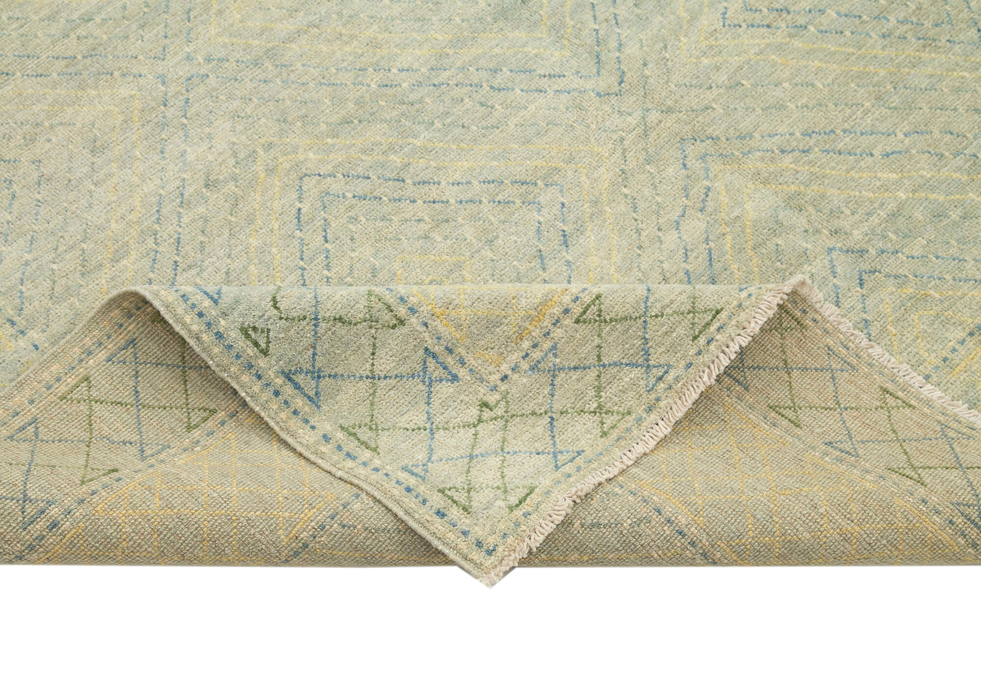 Handmade Wool Area Rug – Tebriz Classic Blue Cotton Wool Carpet 6'2''x8'10''