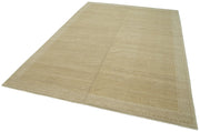 Handmade Wool Area Rug – Tebriz Classic Beige Cotton Wool Rug 7'1''x10'1''