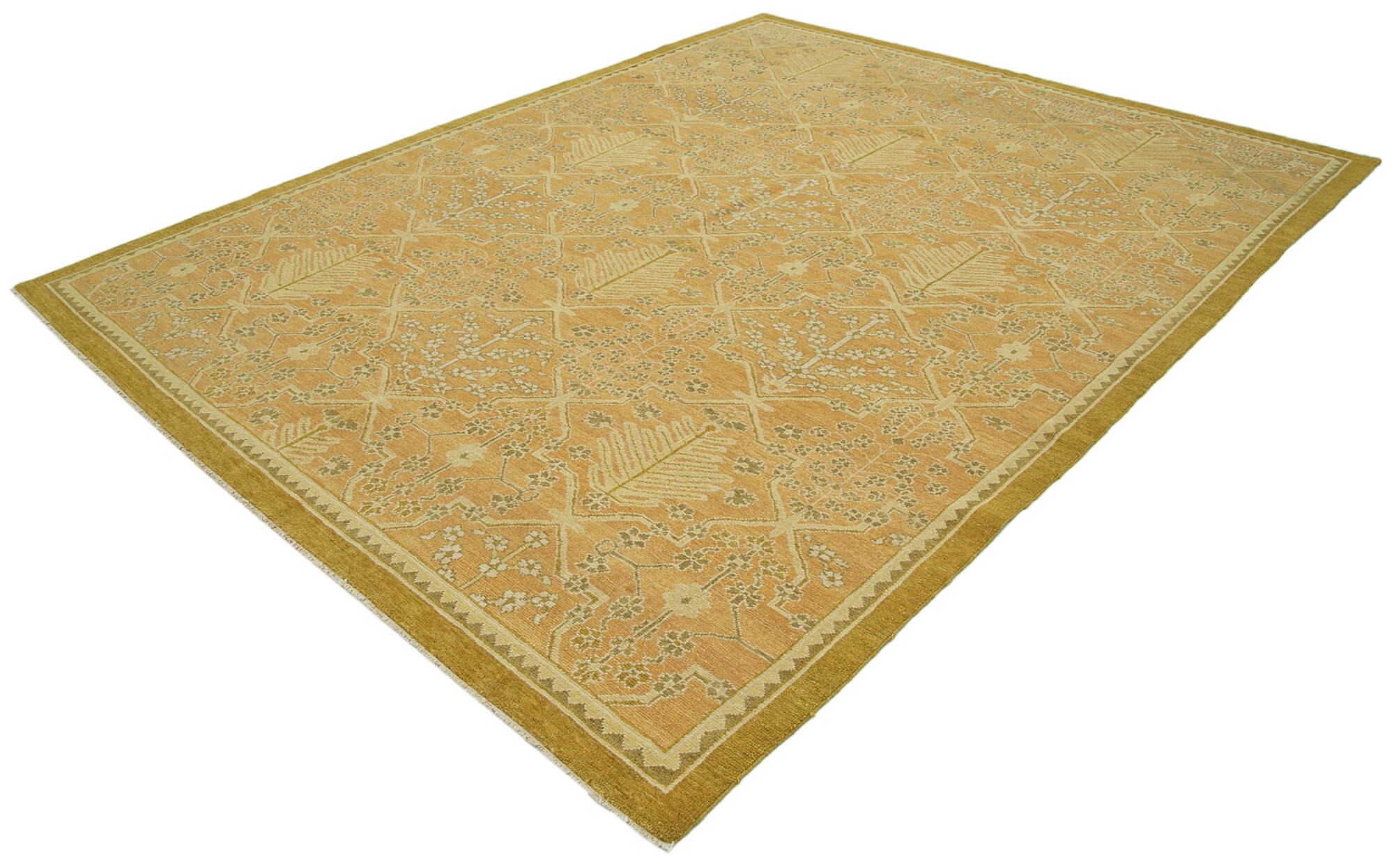 Handmade Wool Area Rug – Classic Beige Carpet 8x10, Soft Cotton Wool Rug