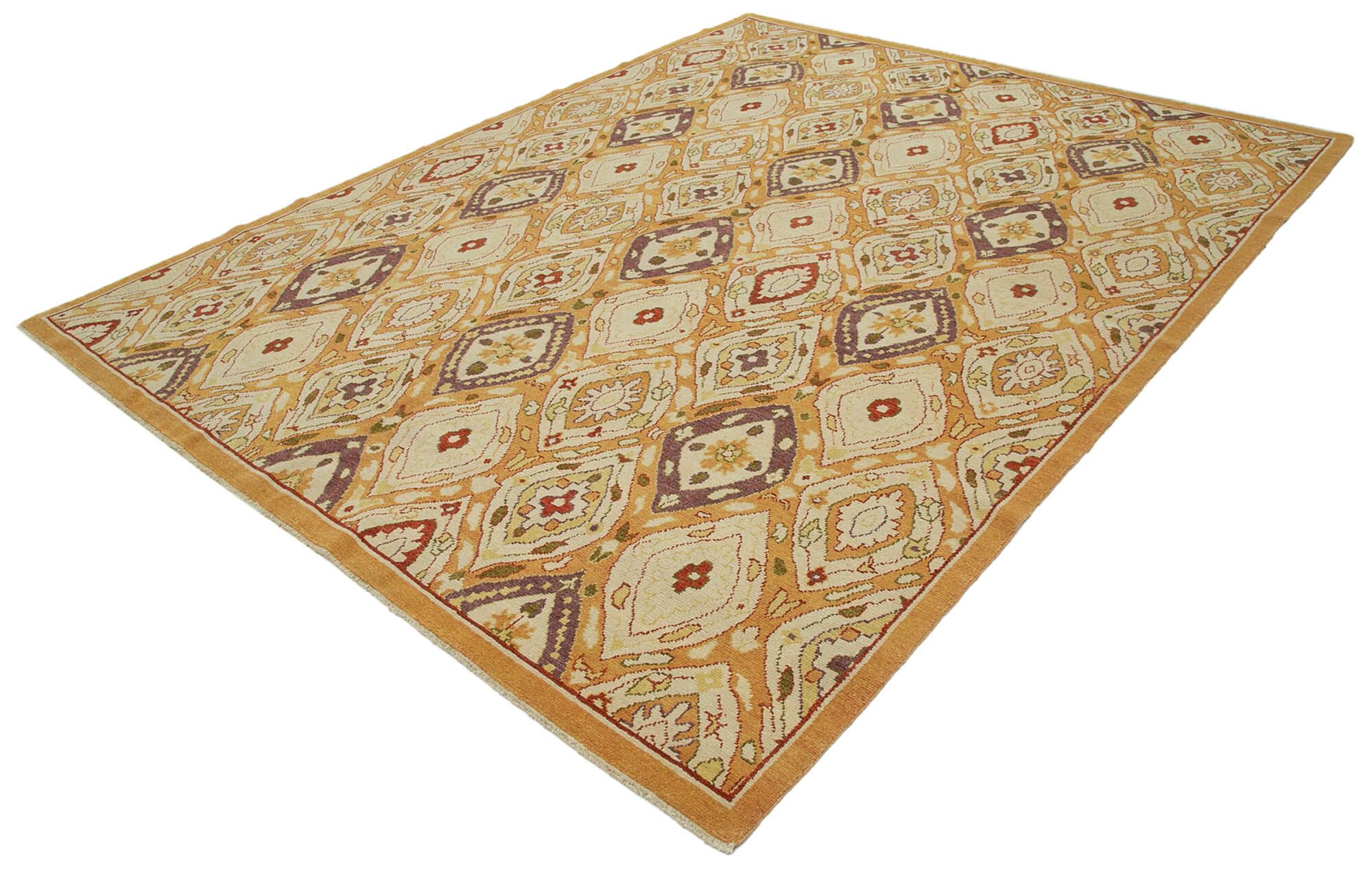 Handmade Wool Area Rug – Classic Beige Carpet, 7x10 Cotton Wool Rug