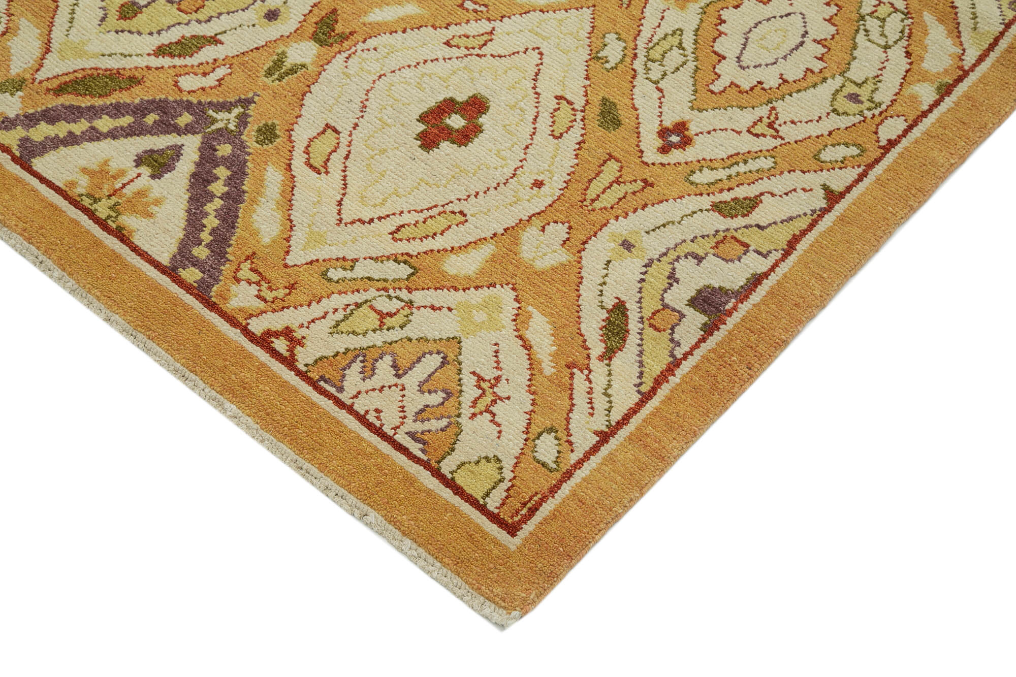 Handmade Wool Area Rug – Classic Beige Carpet, 7x10 Cotton Wool Rug