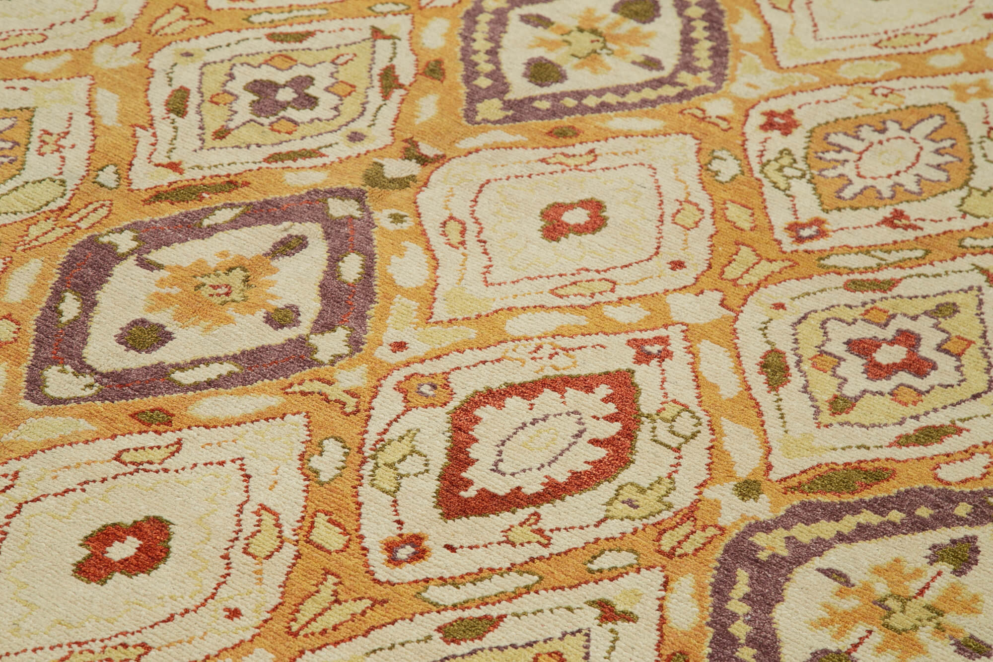 Handmade Wool Area Rug – Classic Beige Carpet, 7x10 Cotton Wool Rug