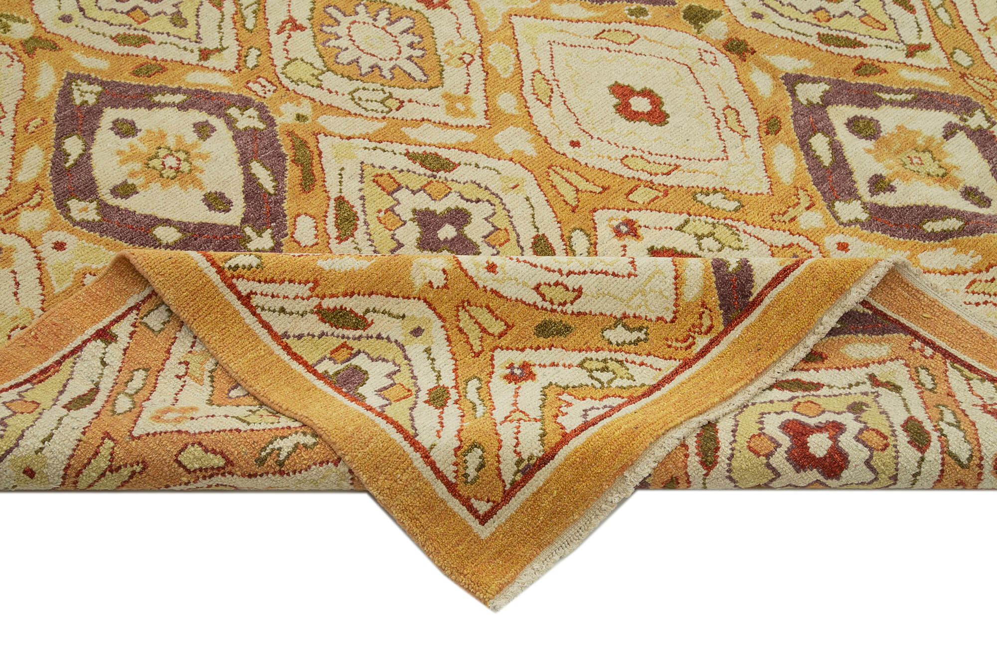 Handmade Wool Area Rug – Classic Beige Carpet, 7x10 Cotton Wool Rug