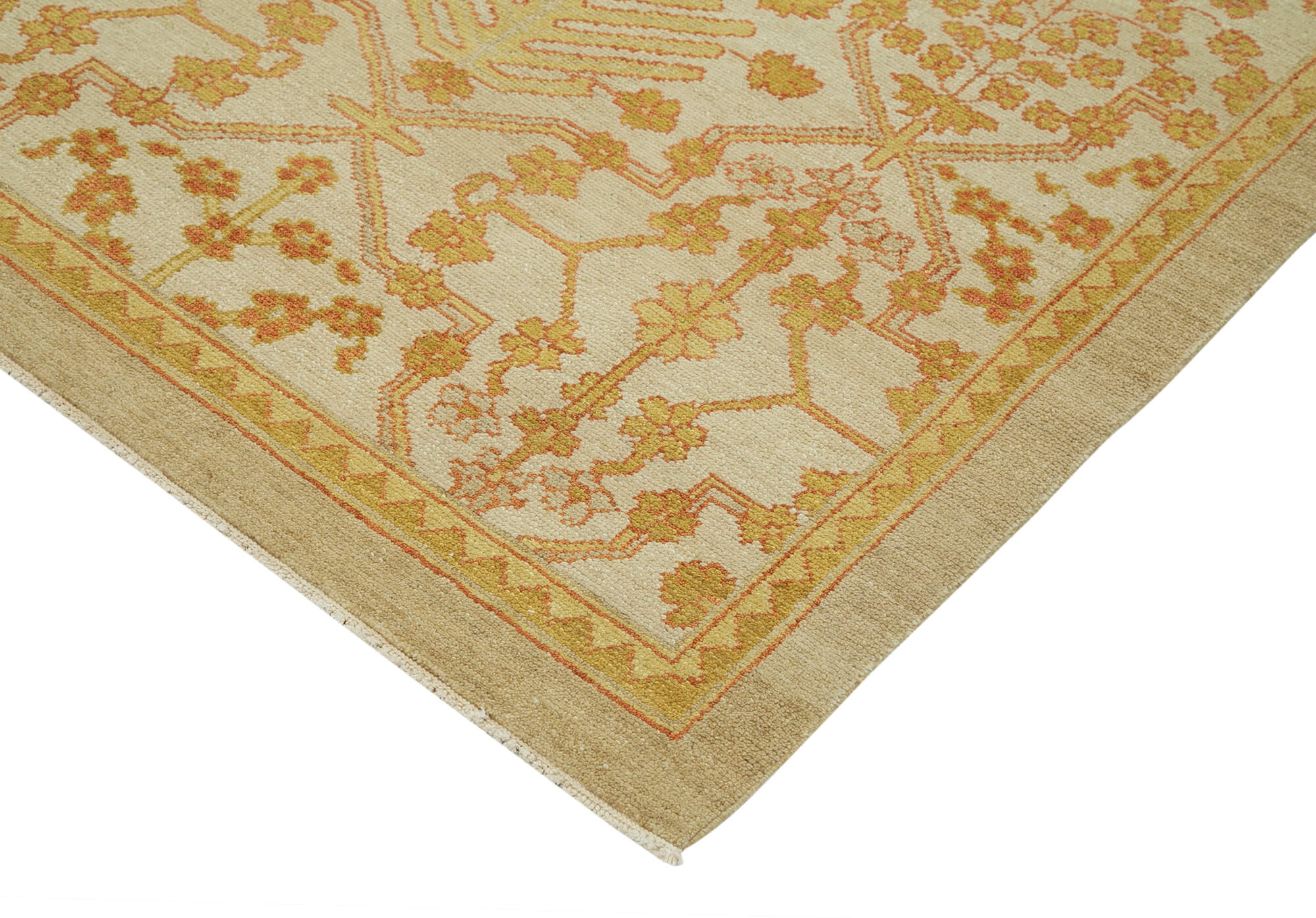 Handmade Wool Area Rug – Classic Beige Turkish Woven Rug, Durable Cotton Wool