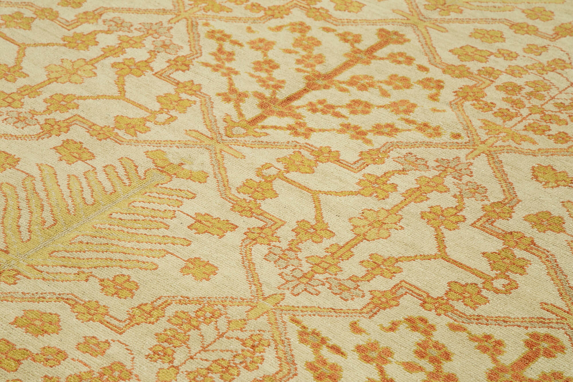 Handmade Wool Area Rug – Classic Beige Turkish Woven Rug, Durable Cotton Wool