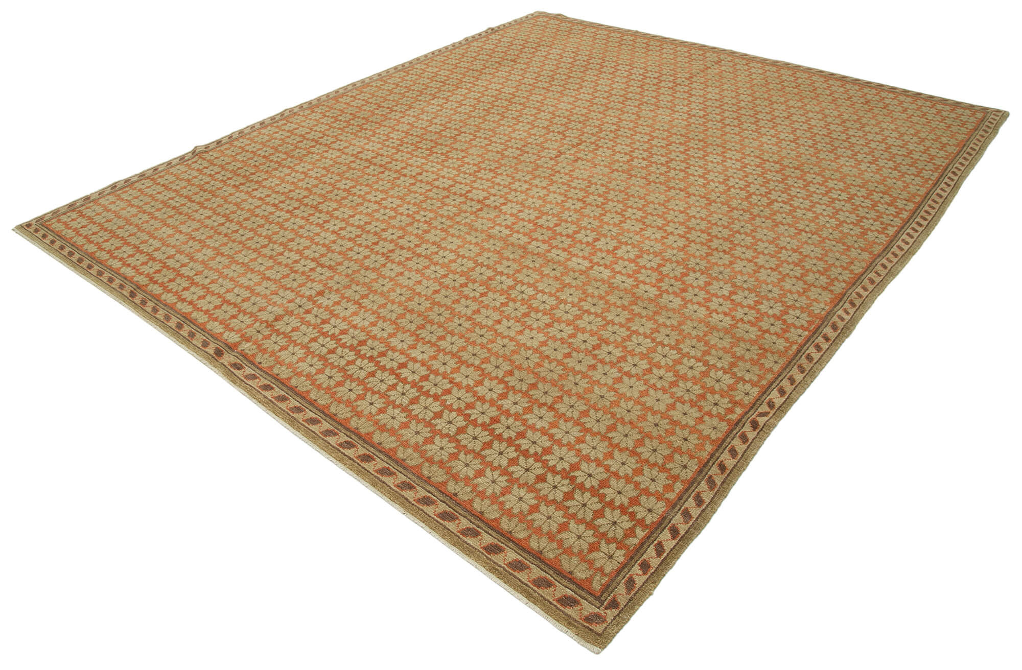 Handmade Wool Area Rug – Classic Beige Vintage Turkish Carpet 8'2" x 10'1"