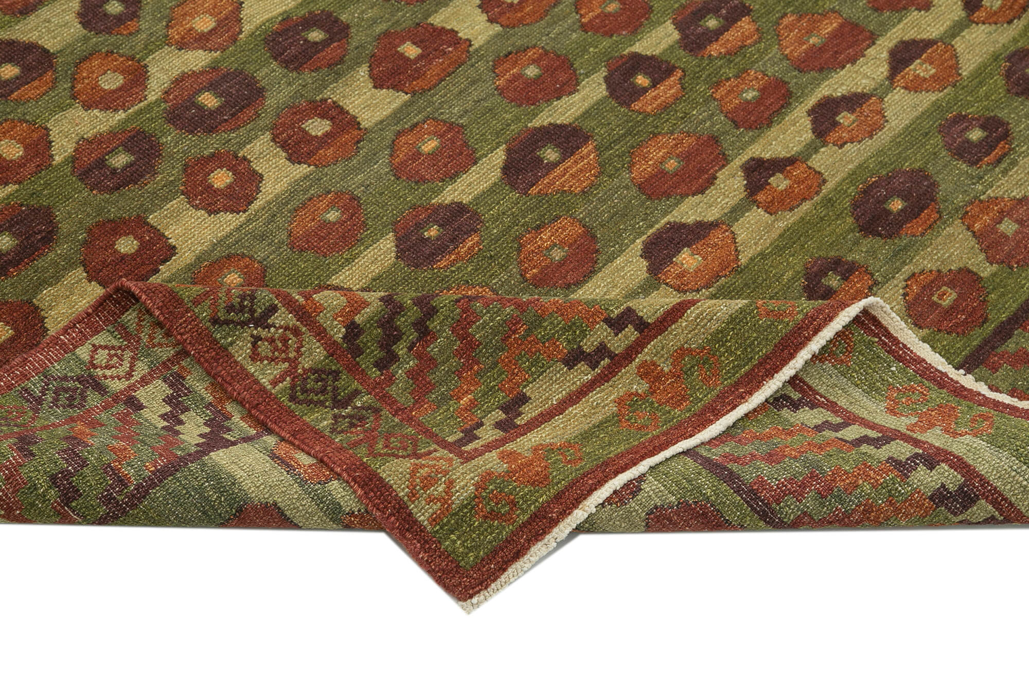 Handmade Wool Area Rug - Tebriz Red Classic Cotton Rug 8'x10'1'' Vintage Turkish Carpet