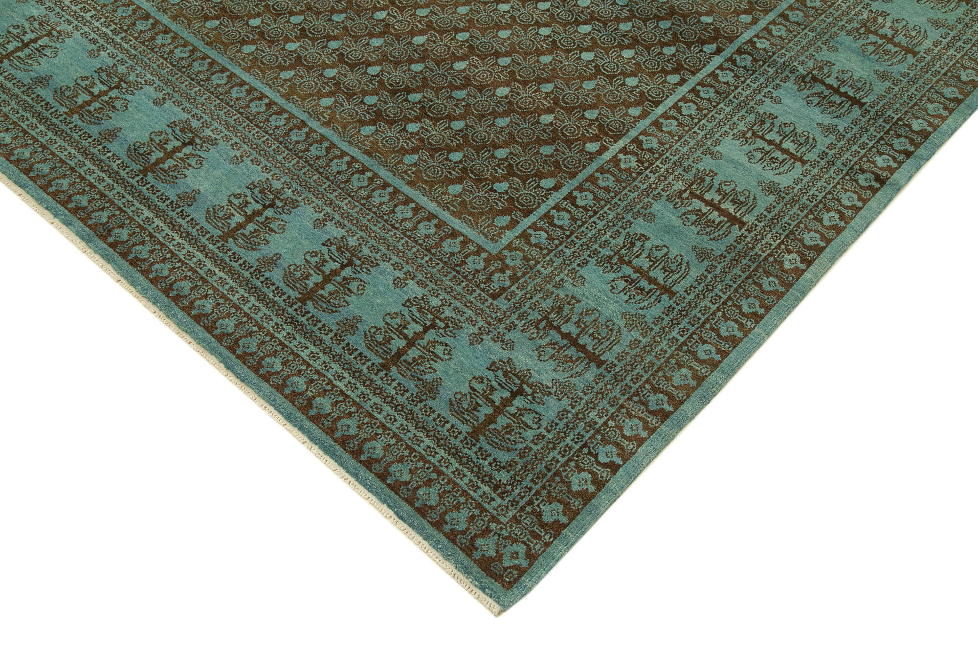 Handmade Area Rug – Tebriz Turquoise Classic Wool Cotton Carpet 7'10''x9'10''