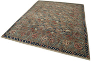 Handmade Wool Area Rug - Tebriz Classic Brown Turkish Vintage Rug 6'9''x8'4''