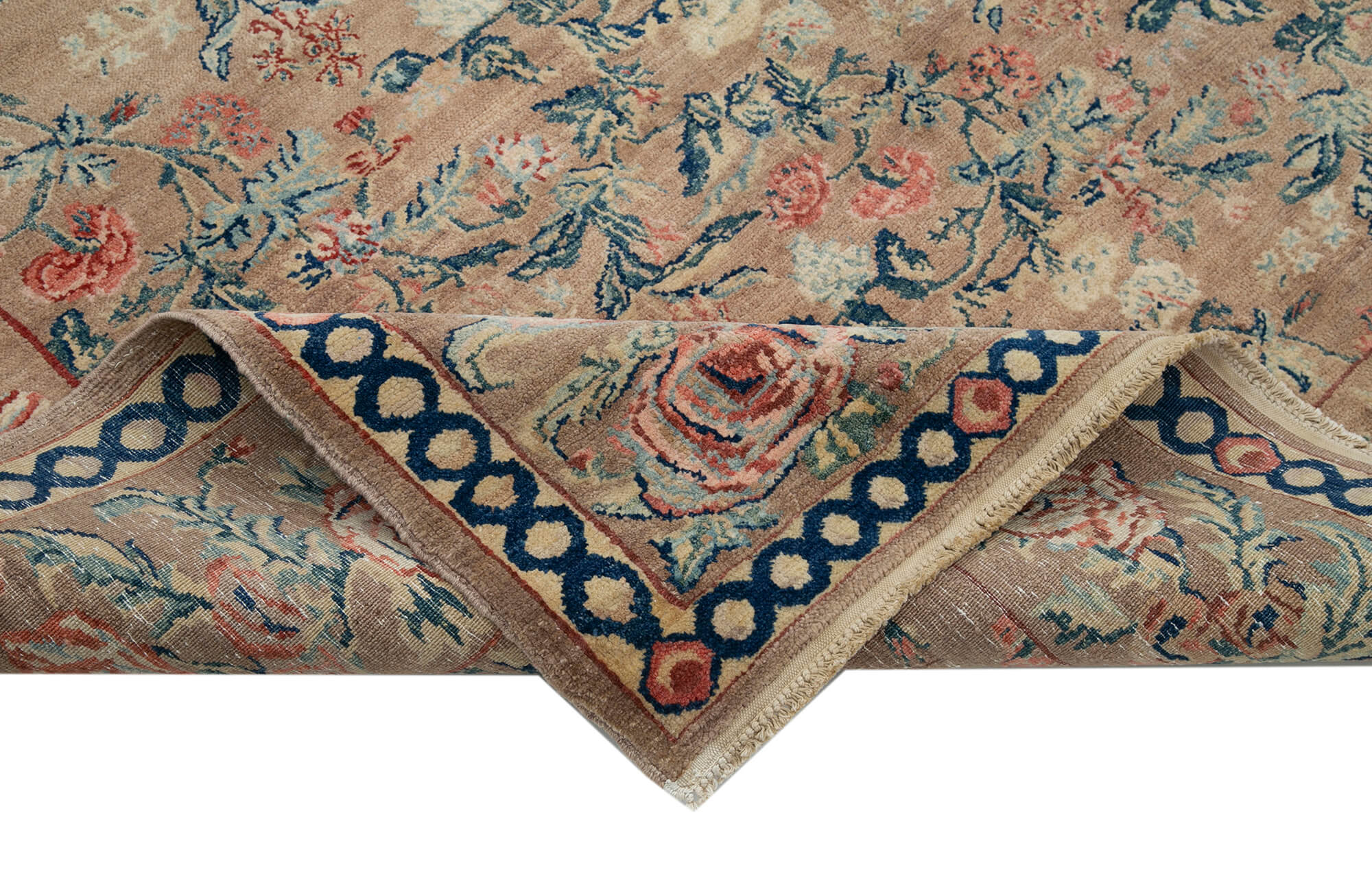 Handmade Wool Area Rug - Tebriz Classic Brown Turkish Vintage Rug 6'9''x8'4''