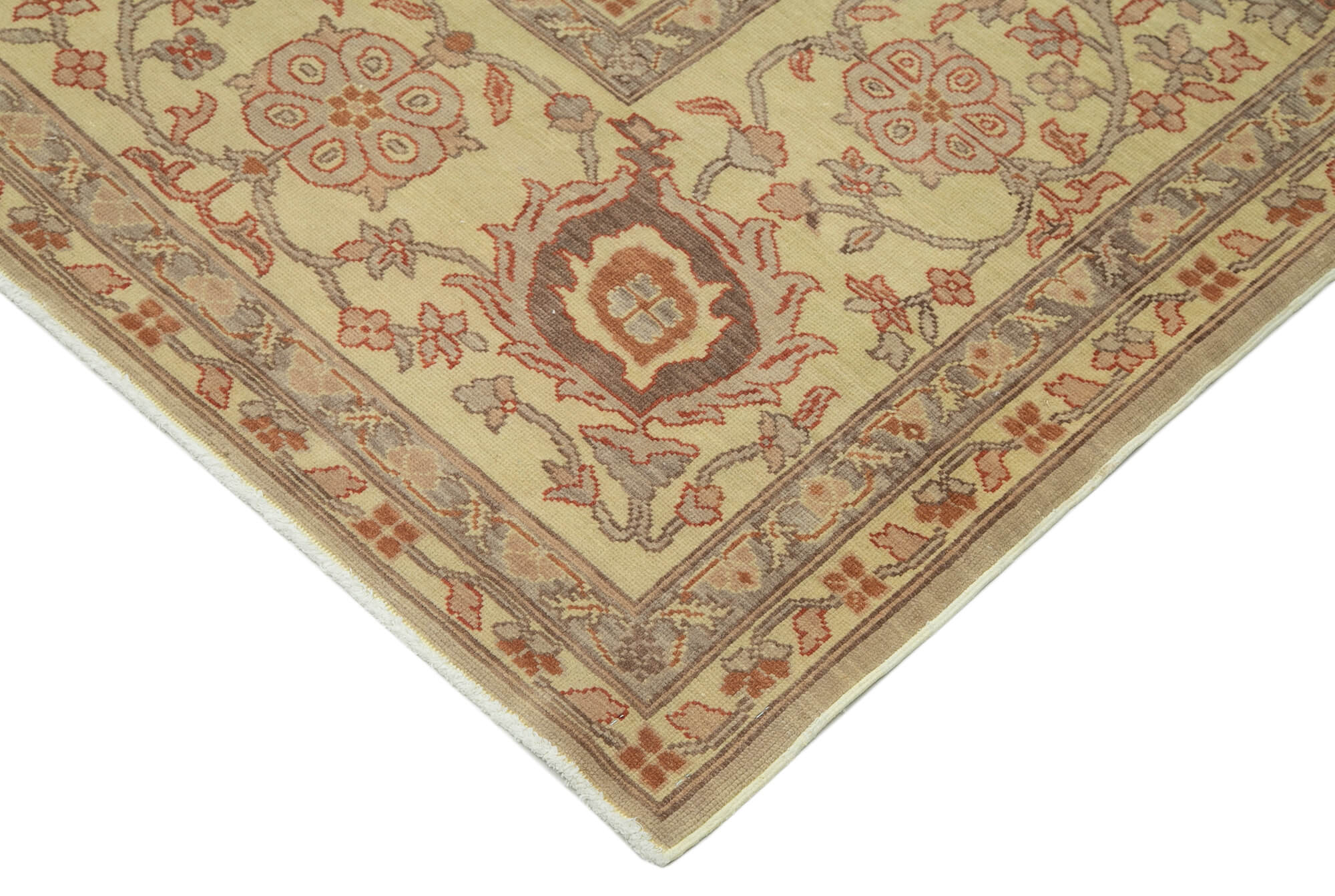 Handmade Area Rug – Classic Beige Turkish Hand Knotted Cotton Wool Carpet 9'9''x12'8''