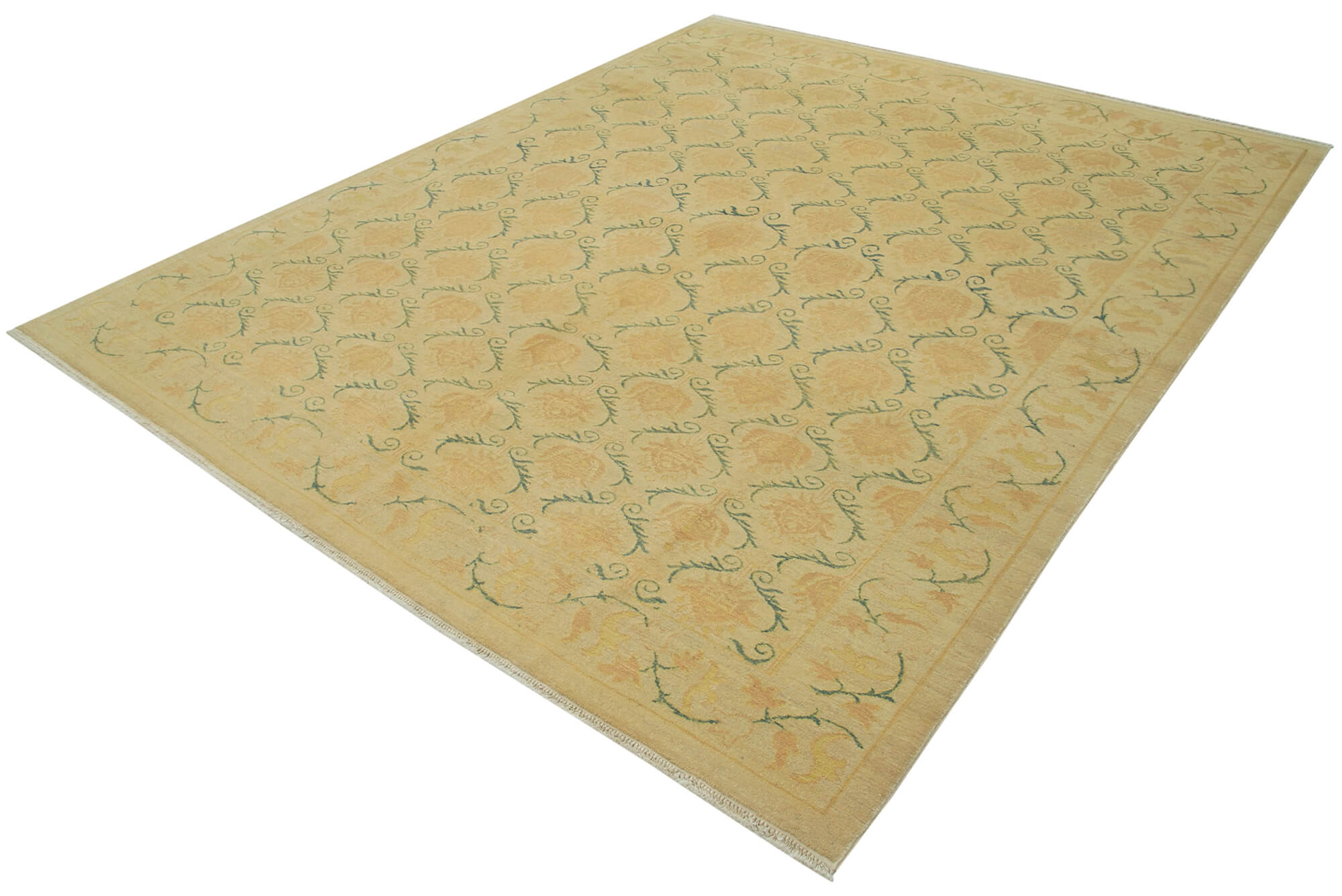 Handmade Wool Area Rug - Classic Beige Cotton Wool Rug 7'7'' x 9'2''