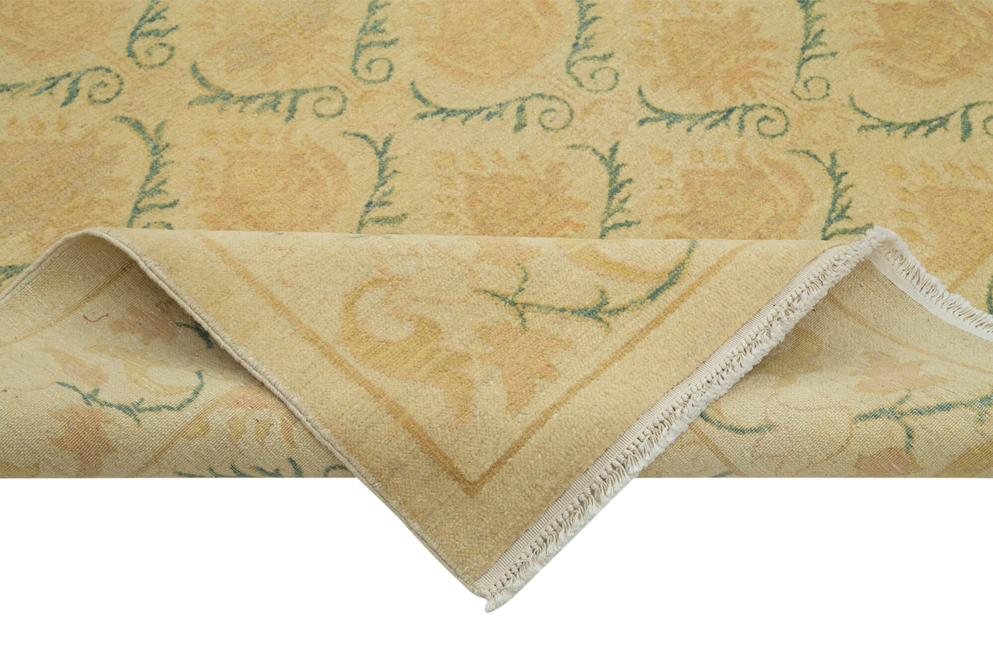 Handmade Wool Area Rug - Classic Beige Cotton Wool Rug 7'7'' x 9'2''