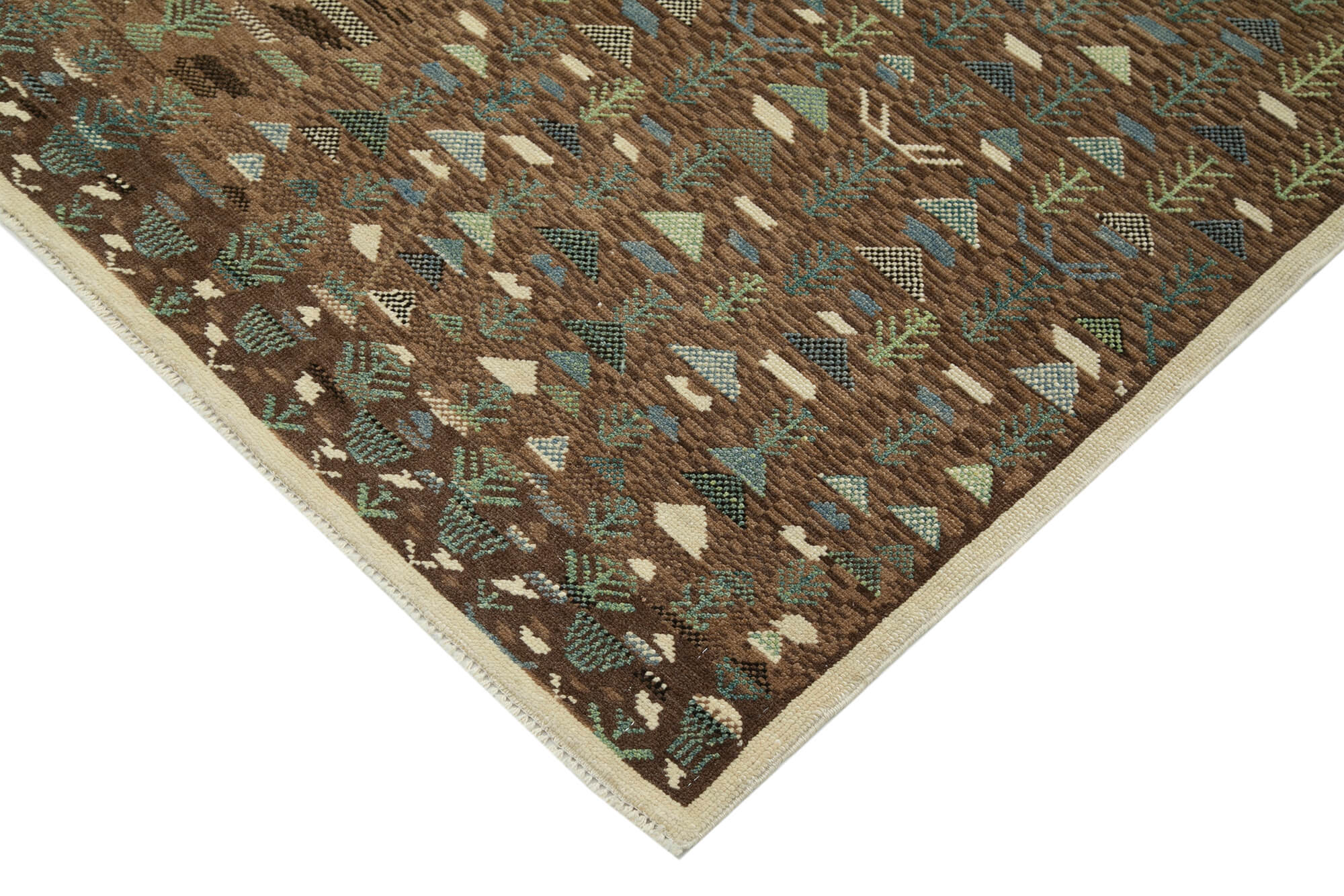 Handmade Cotton Wool Rug – Classic Brown Vintage Turkish Carpet 6'6'' x 7'11''