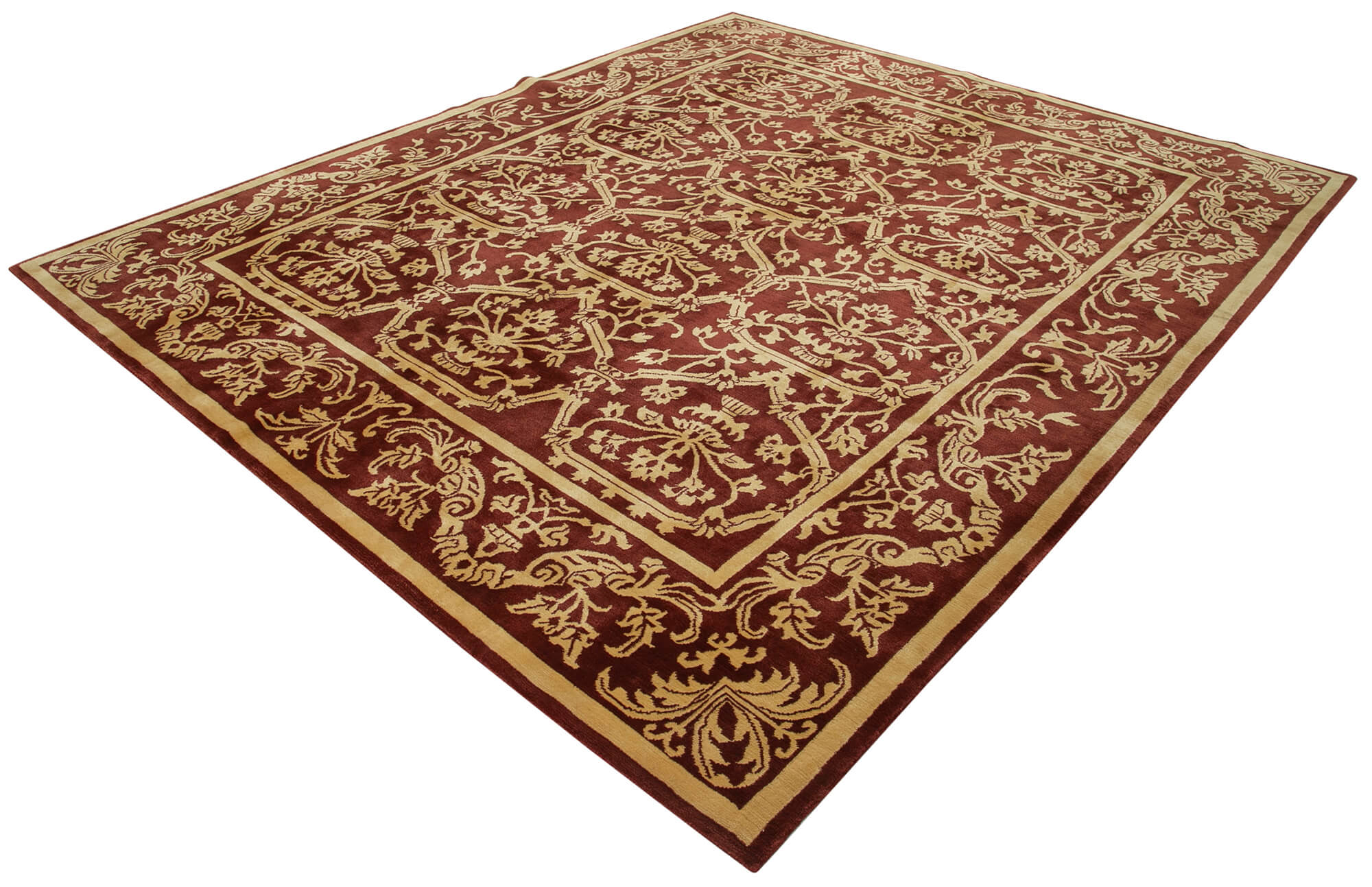 Handmade Wool Area Rug – Tebriz Red Classic Cotton Rug 8'4" x 10'0" by Agacan