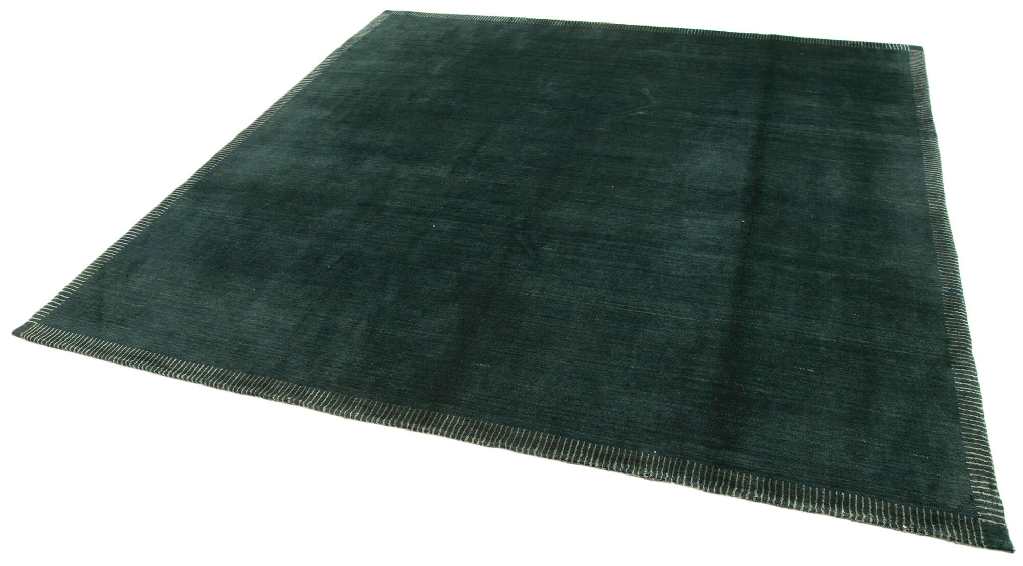 Handmade Wool Area Rug | Vintage Turkish Carpet Cotton Wool Classic Green 7'10''