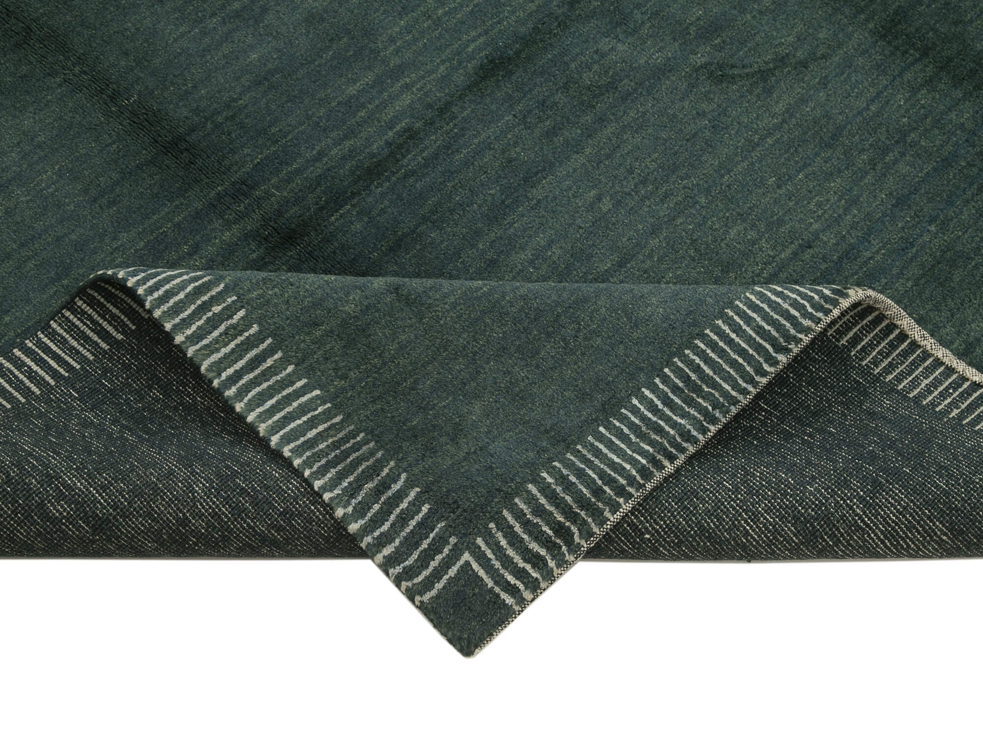 Handmade Wool Area Rug | Vintage Turkish Carpet Cotton Wool Classic Green 7'10''