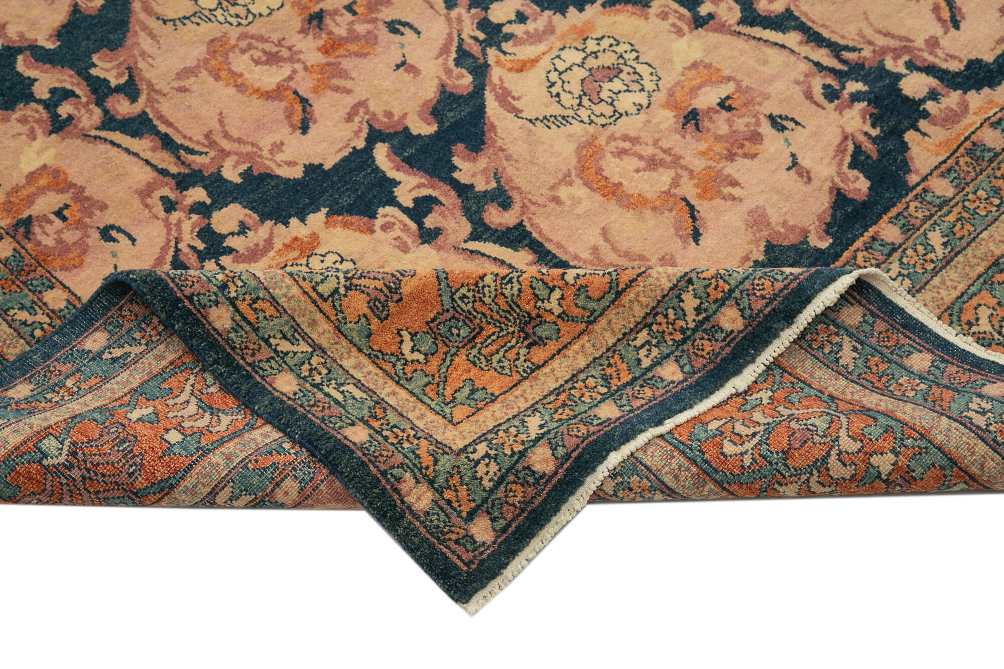 Handmade Wool Area Rug – Tebriz Classic Orange Cotton Wool Carpet 7'9" x 12'0"