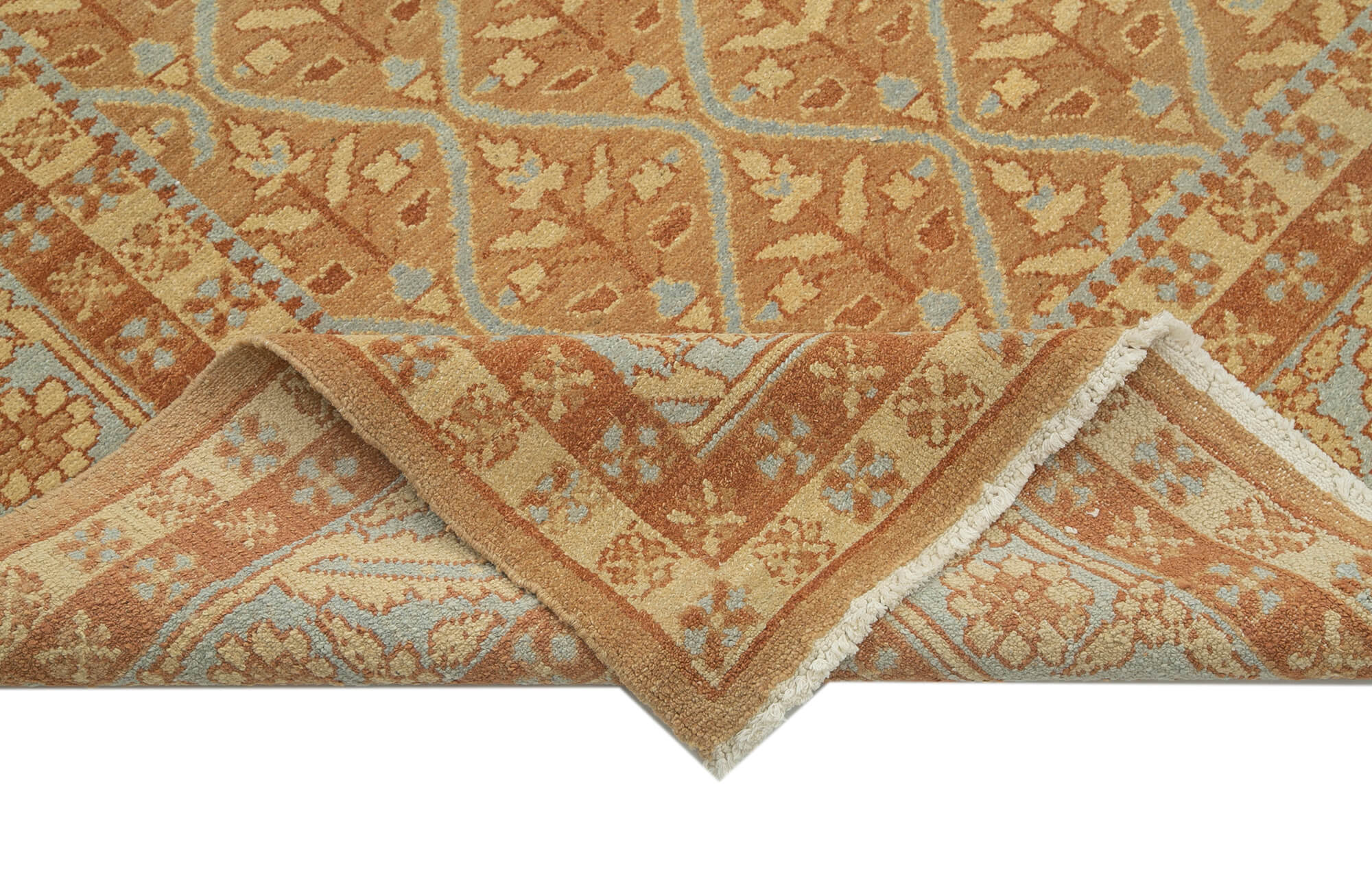 Handmade Wool Area Rug – Classic Orange 7x9 Area Rug With Soft Wool Texture