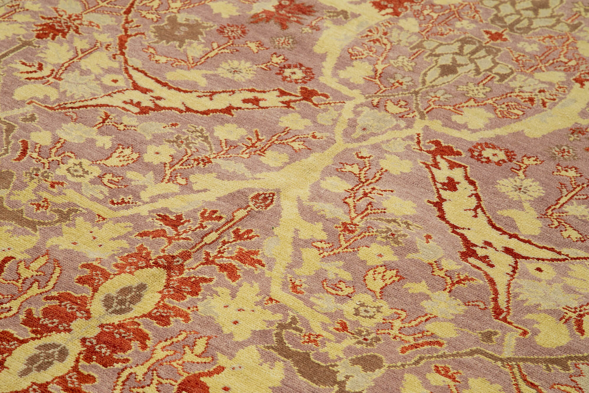 Tebriz Purple Classic Cotton Wool Handmade Area Rug 7'10'' x 10'1''