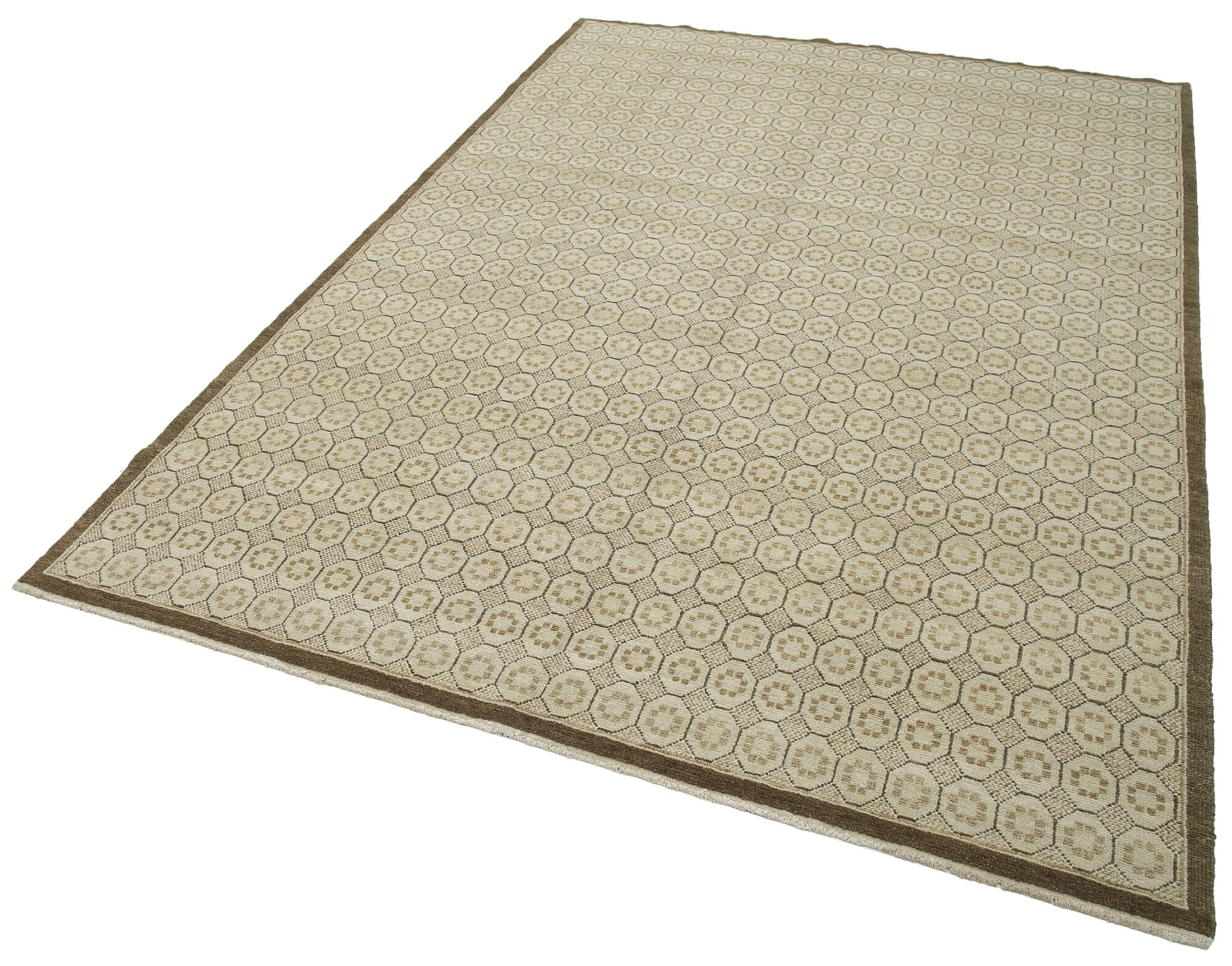 Handmade Wool Area Rug – Classic Beige Rug, Durable Wool Mat, Cotton Blend Carpet