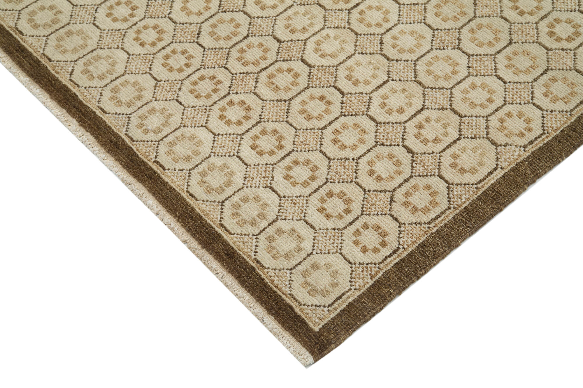 Handmade Wool Area Rug – Classic Beige Rug, Durable Wool Mat, Cotton Blend Carpet