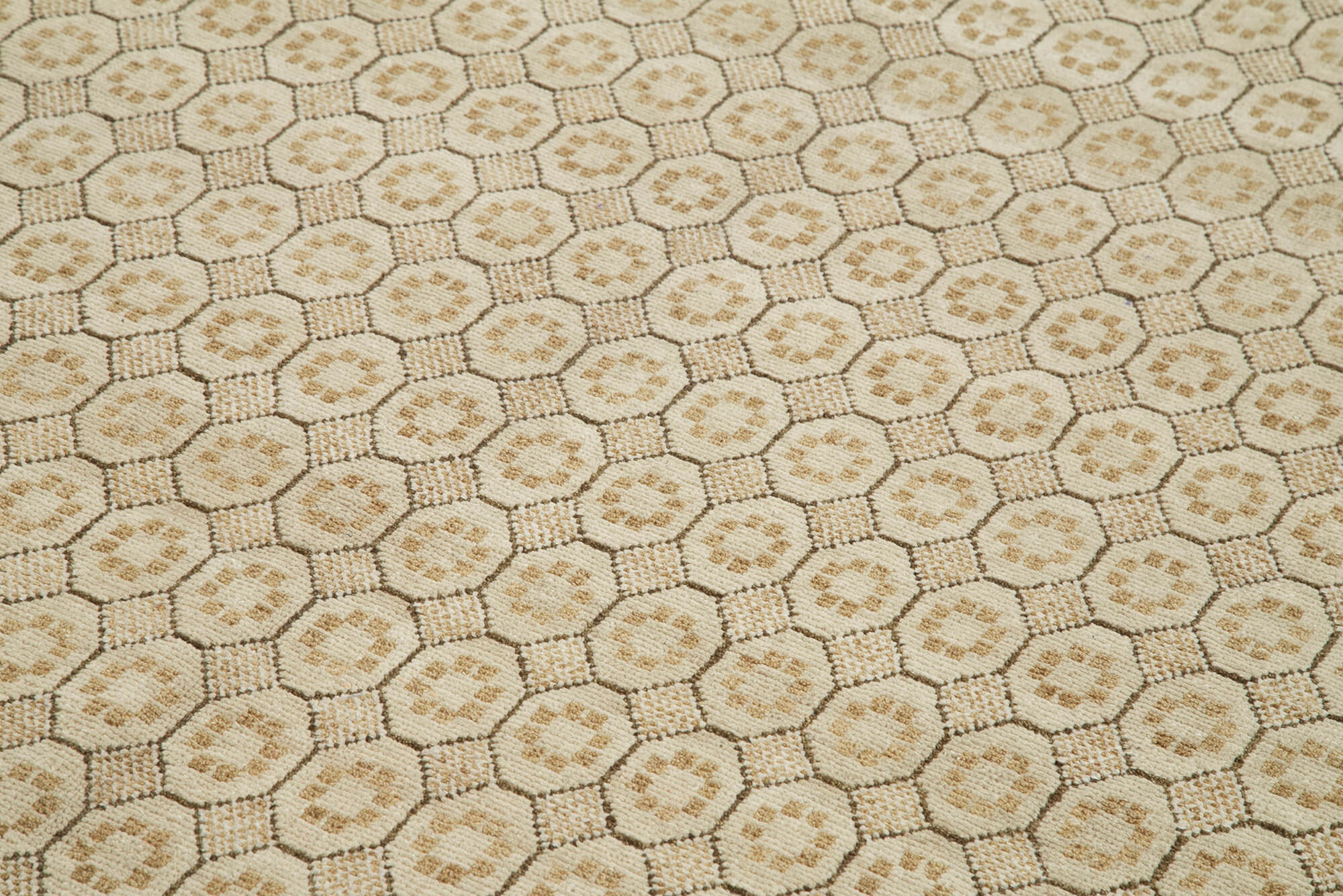 Handmade Wool Area Rug – Classic Beige Rug, Durable Wool Mat, Cotton Blend Carpet