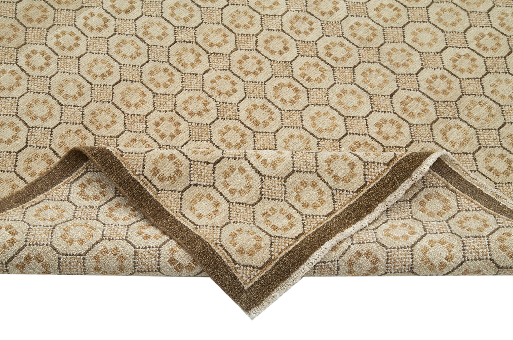 Handmade Wool Area Rug – Classic Beige Rug, Durable Wool Mat, Cotton Blend Carpet