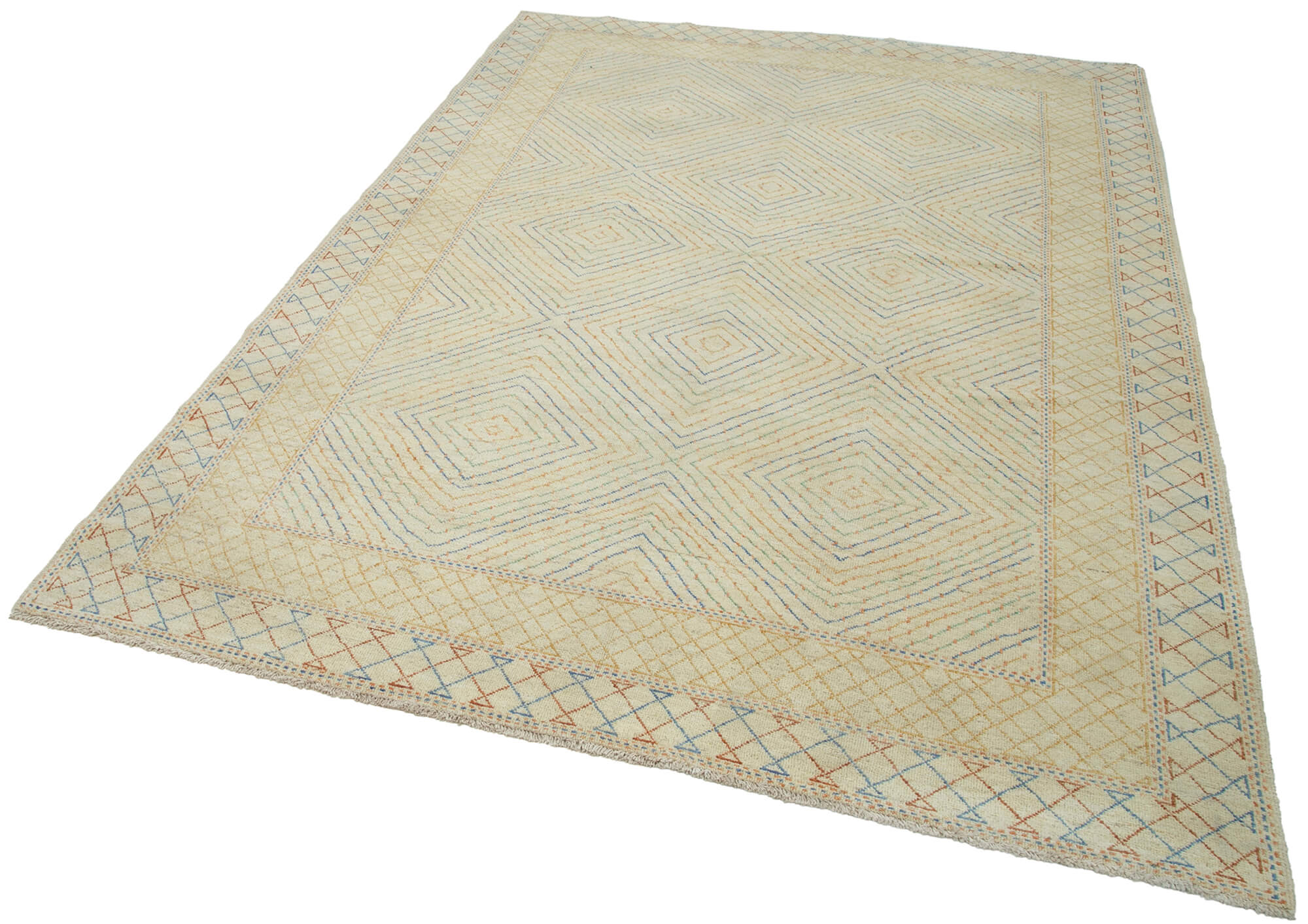 Handmade Wool Area Rug – Tebriz Classic Beige 6x9 Cotton Wool Rug by Agacan