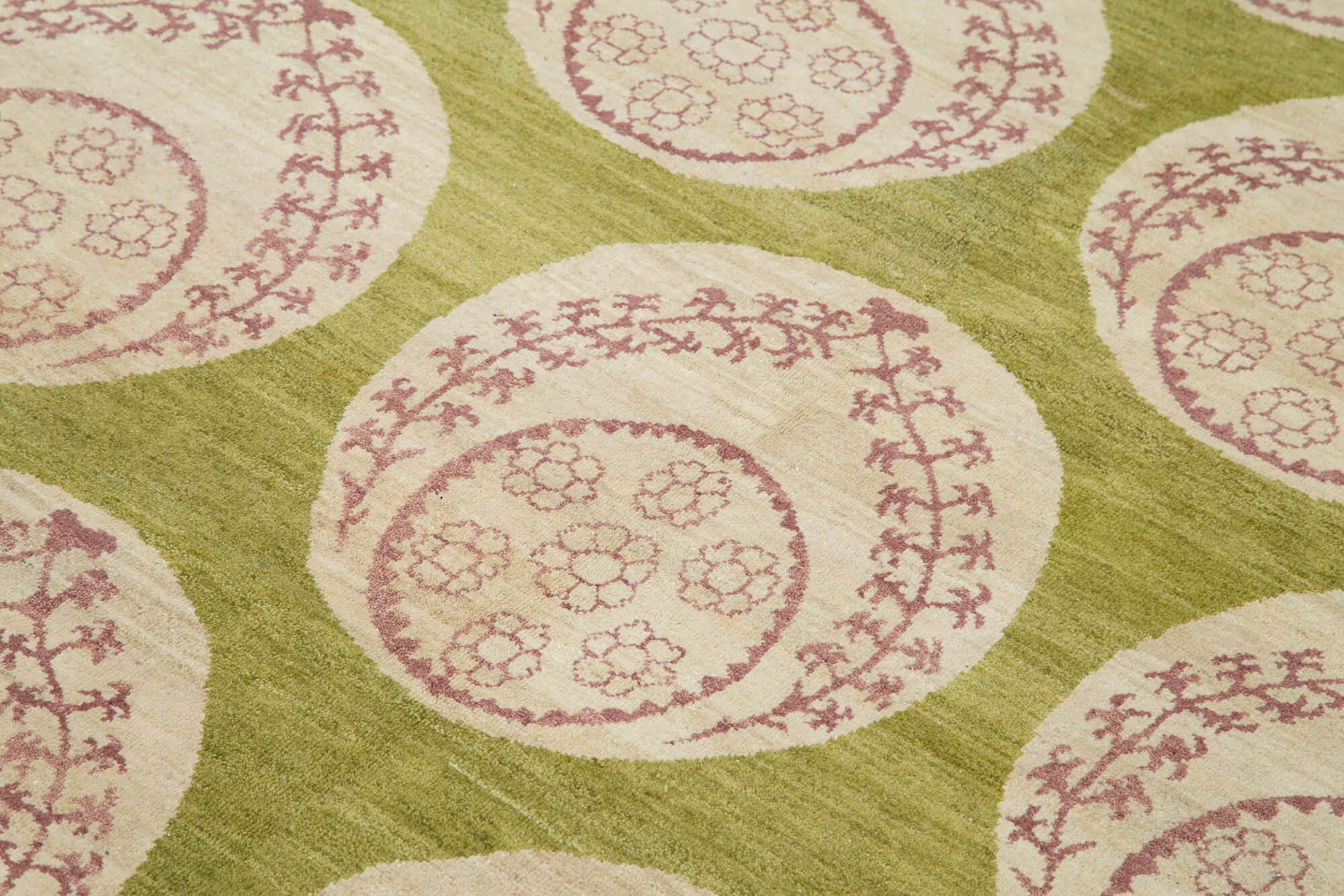 Handmade Wool Area Rug – Classic Green Vintage Wool Rug, Durable Cotton Carpet
