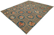 Handmade Wool Area Rug - Tebriz Blue Classic Cotton Wool Rug 8x10 Vintage