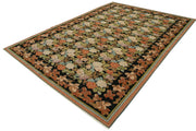 Handmade Wool Area Rug – Vintage Turkish Carpet 7x10 Wool Rug Black Classic Cotton