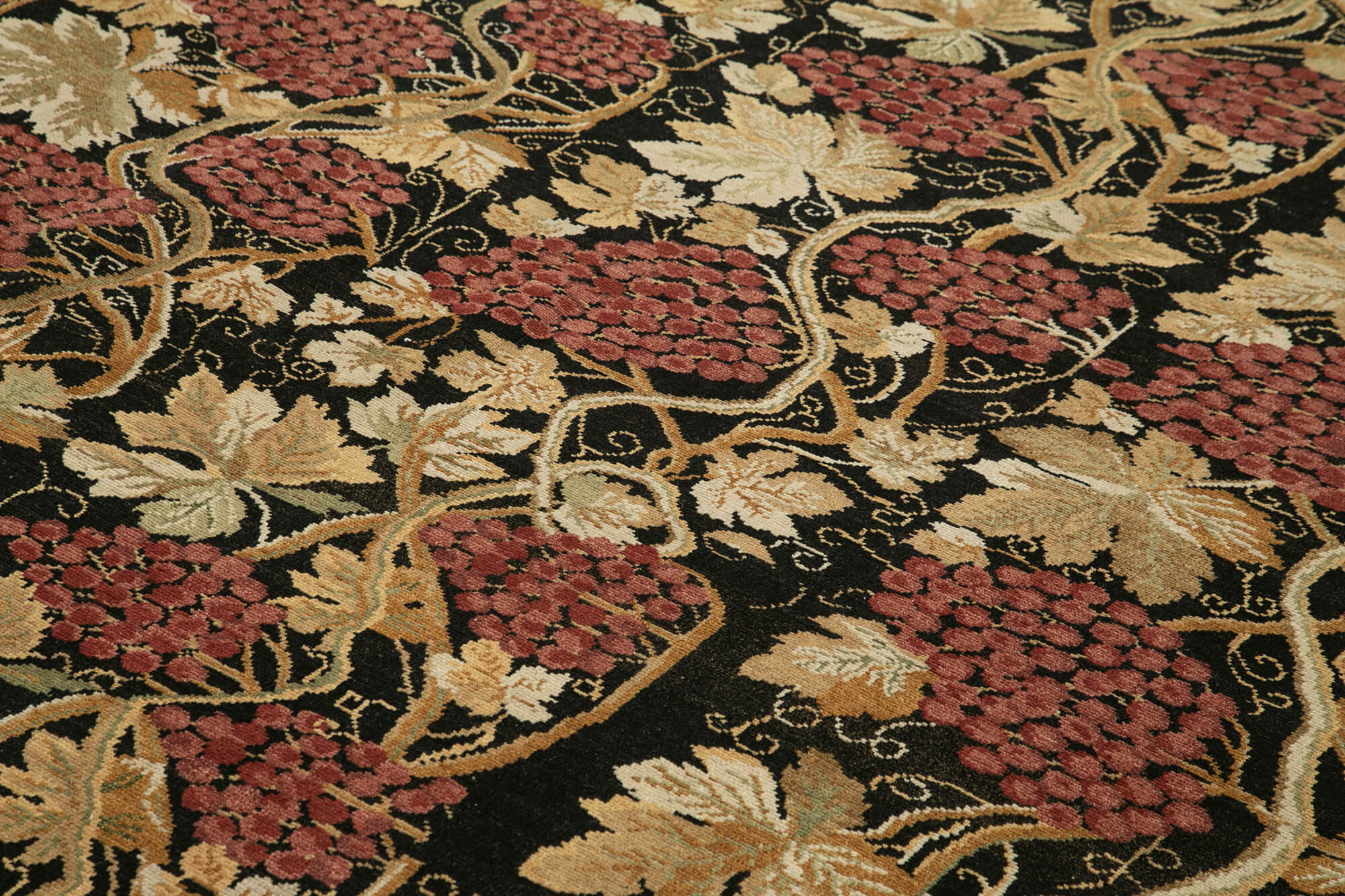 Handmade Wool Area Rug – Tebriz Black Classic Cotton Rug 8'11''x11'1'' Durable Soft
