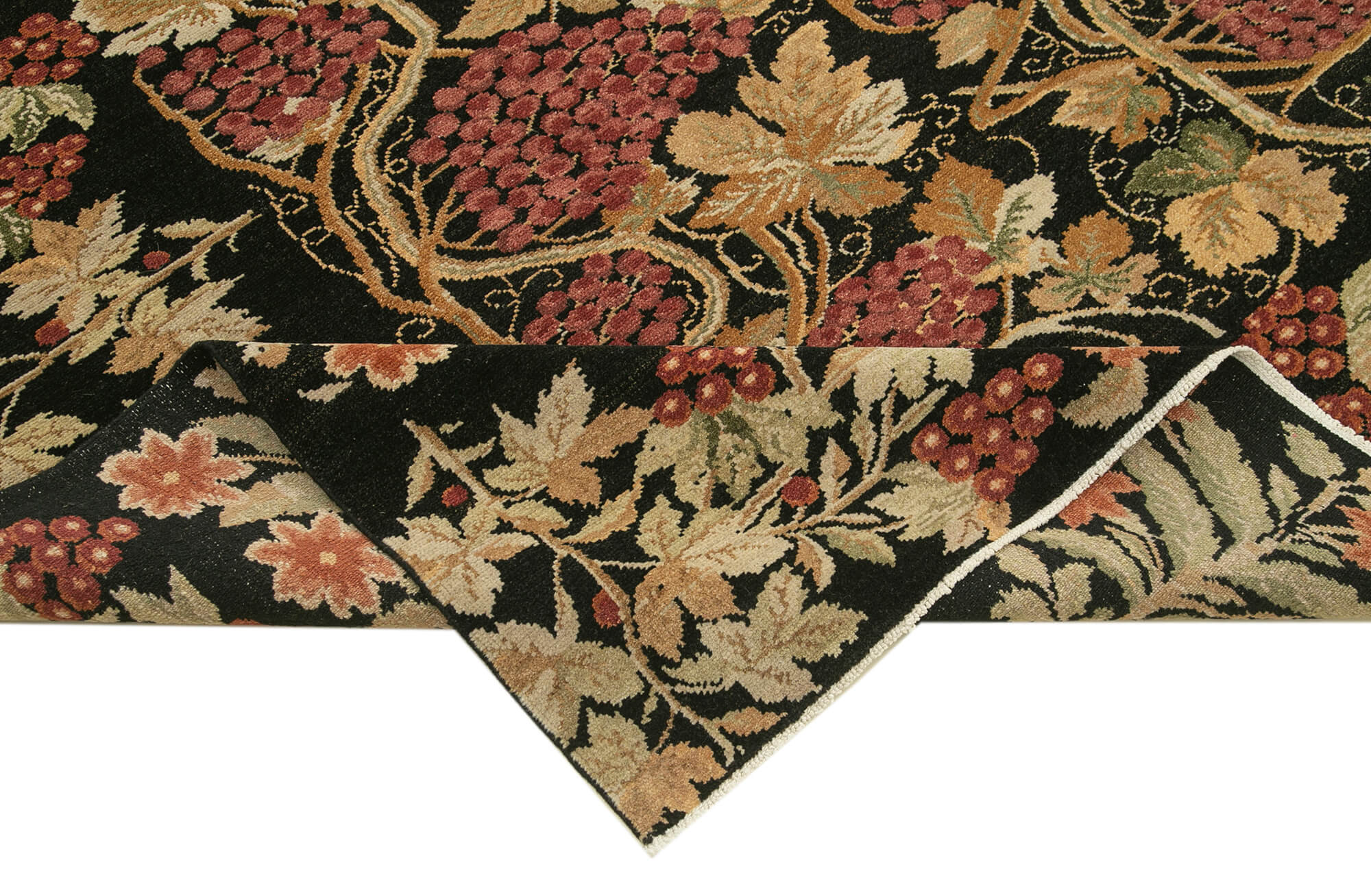 Handmade Wool Area Rug – Tebriz Black Classic Cotton Rug 8'11''x11'1'' Durable Soft