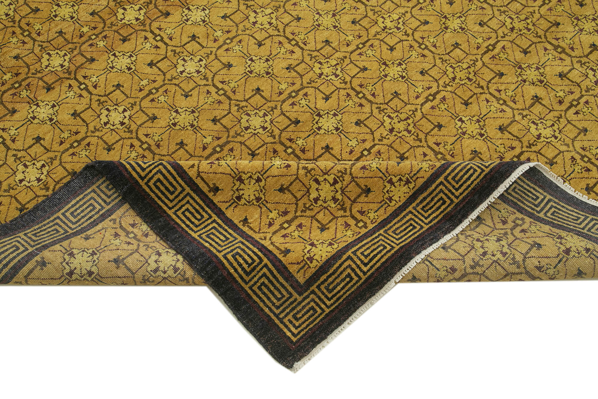 Tebriz Yellow Classic Cotton Wool Handmade Area Rug 8'0'' x 10'0''