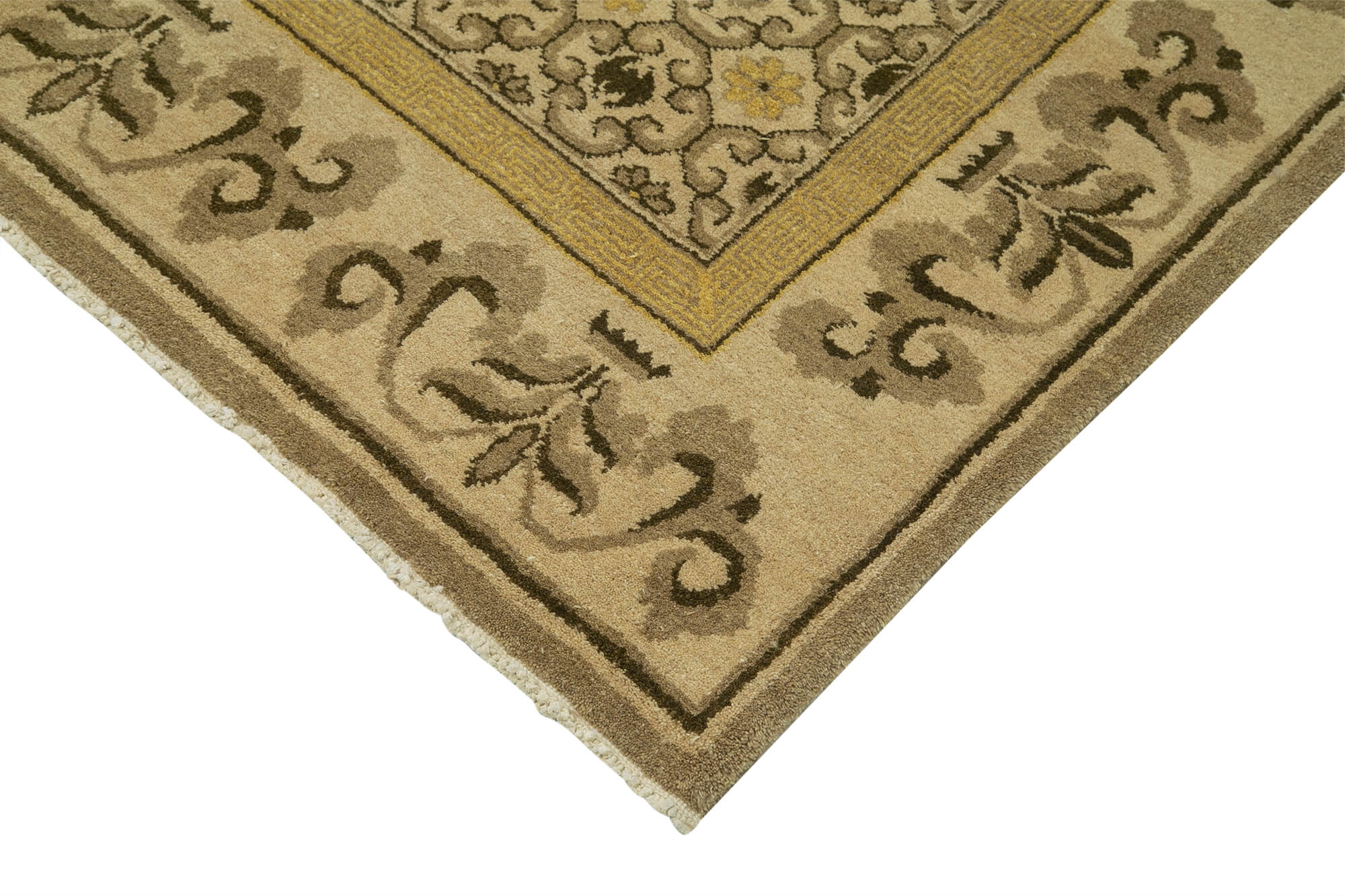 Handmade Wool Area Rug - Classic Beige Rug, Vintage Turkish Carpet 9'11''x15'4''