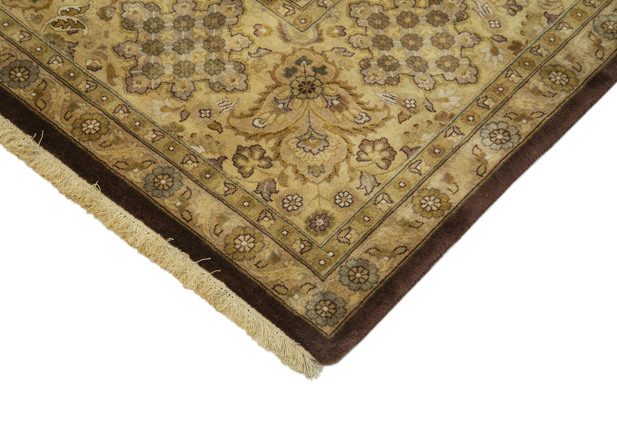 Handmade Wool Area Rug – Tebriz Brown Classic Cotton Wool Rug 9'2''x12'2''