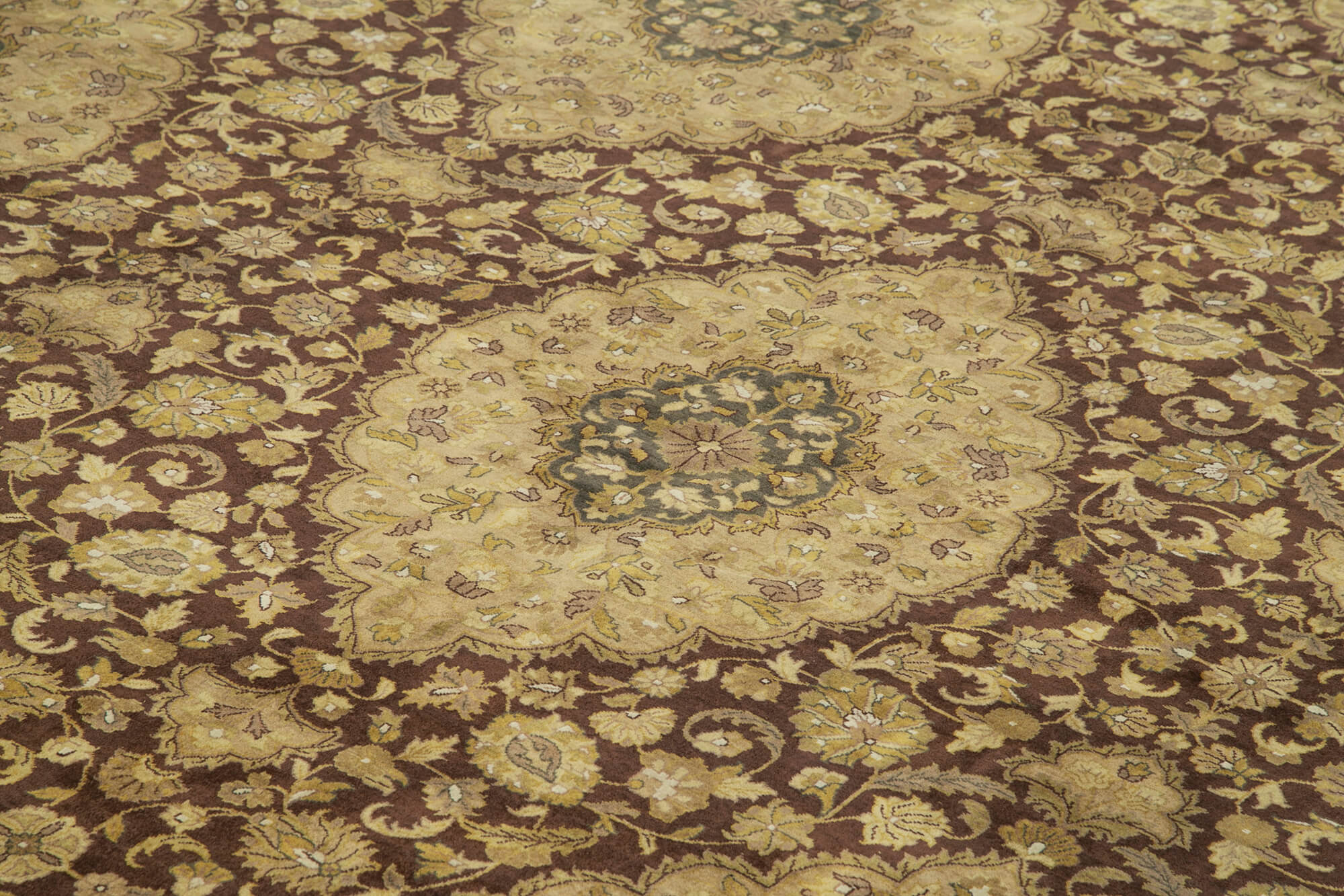 Handmade Wool Area Rug – Tebriz Brown Classic Cotton Wool Rug 9'2''x12'2''