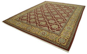 Handmade Wool Area Rug - Tebriz Classic Red Turkish Cotton Carpet 9'11" x 12'8"
