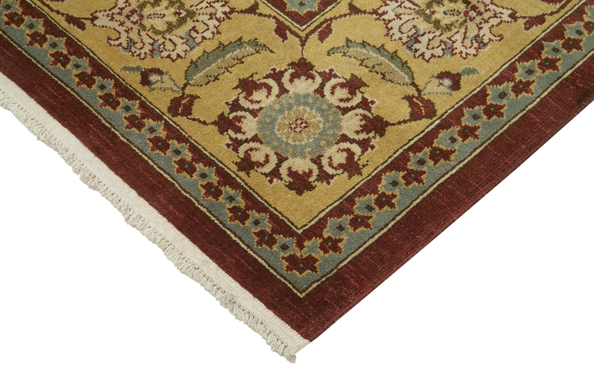 Handmade Wool Area Rug - Tebriz Classic Red Turkish Cotton Carpet 9'11" x 12'8"